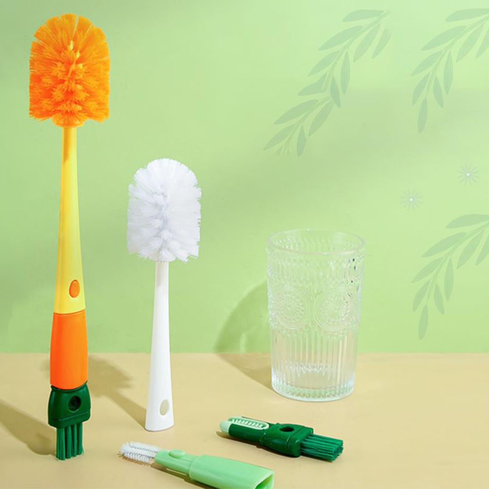 2xKitchen Bottle Brush Portable Household Cleaning Brush for Cups Mugs Bottles Green