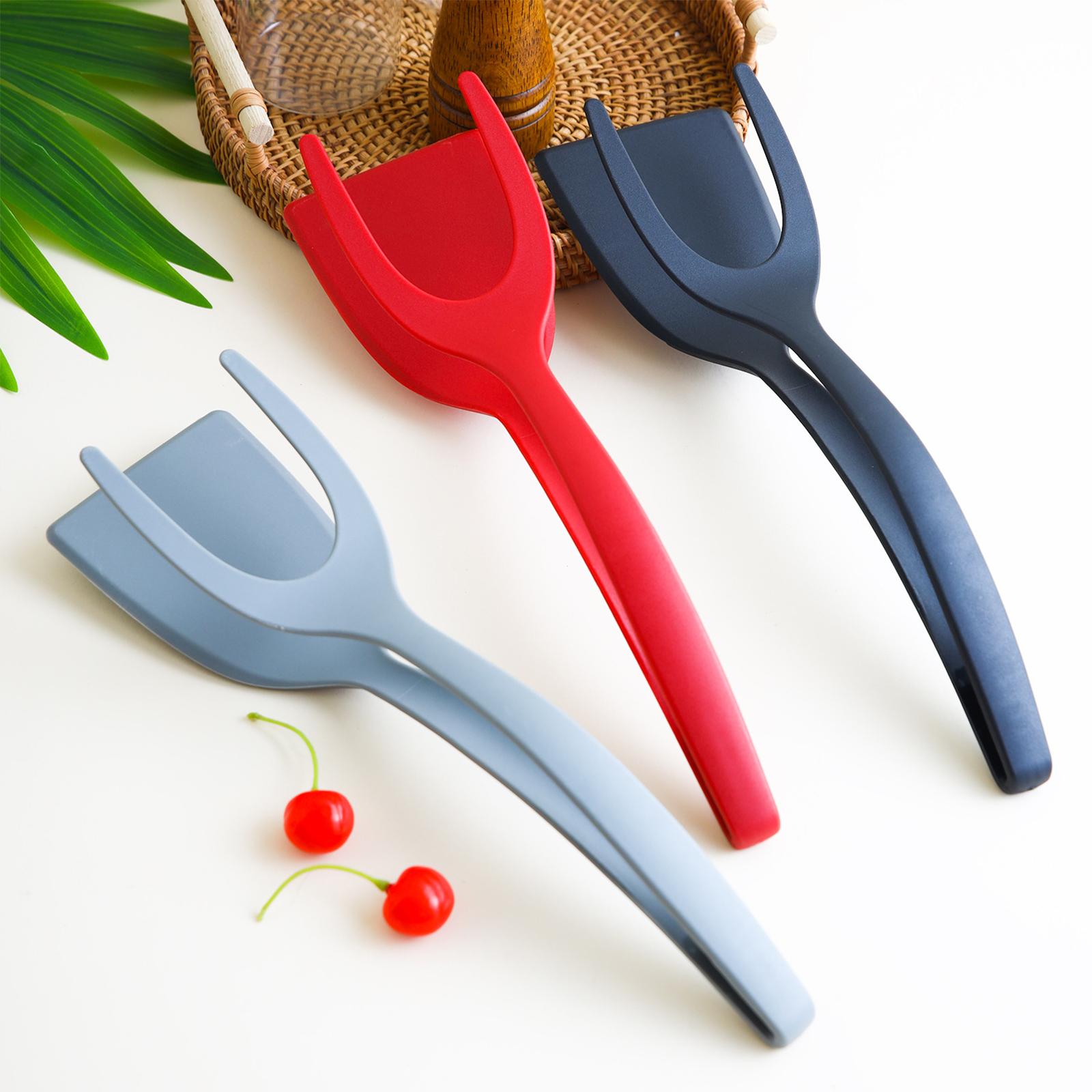 2xFood Clip Cooking Tool Nonstick Fried Egg Turner for Frying Turning Flipping gray