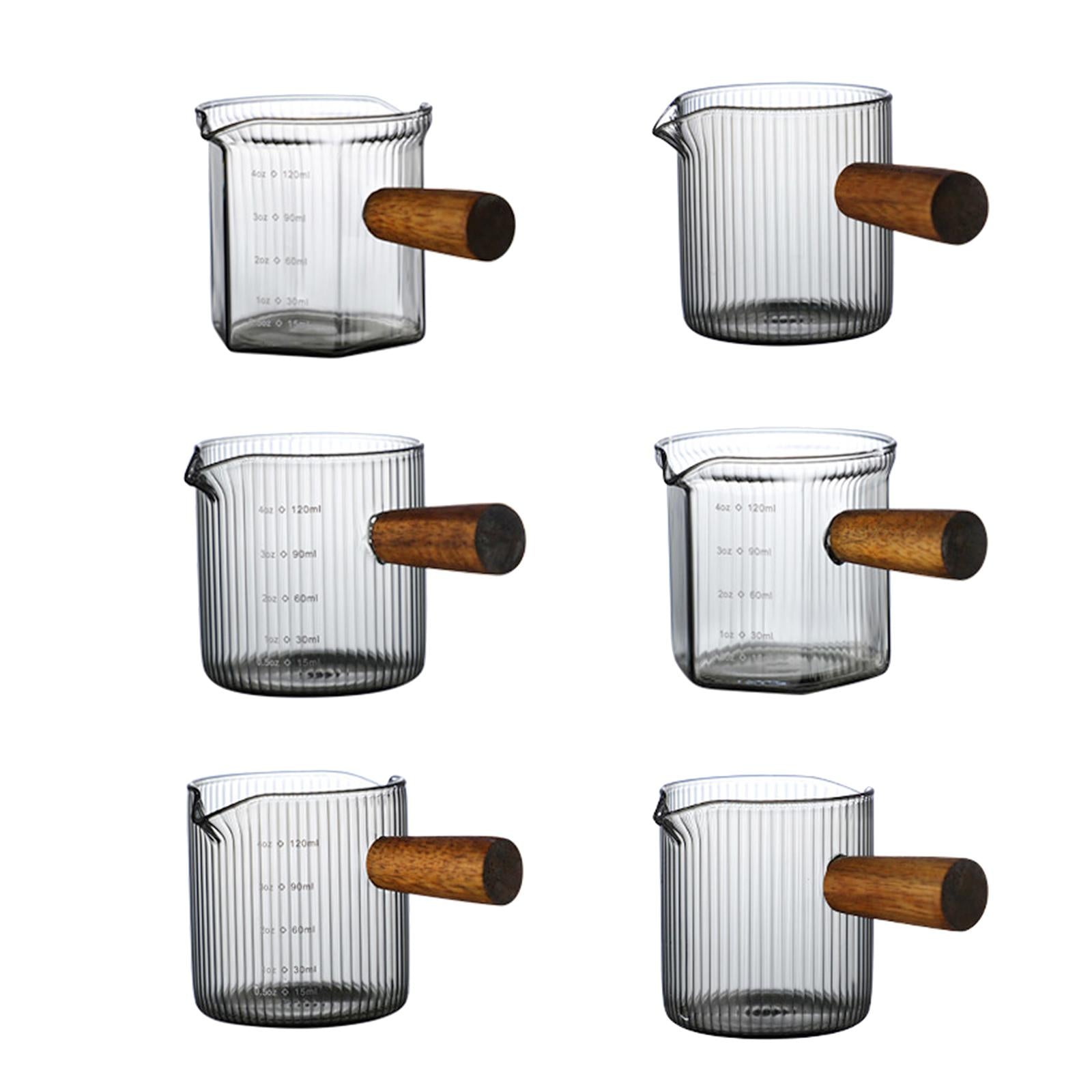 2xGlass Measuring Cup Heat Resistant Clear Mixing Mug for Teahouse Cafe Style A 120ml