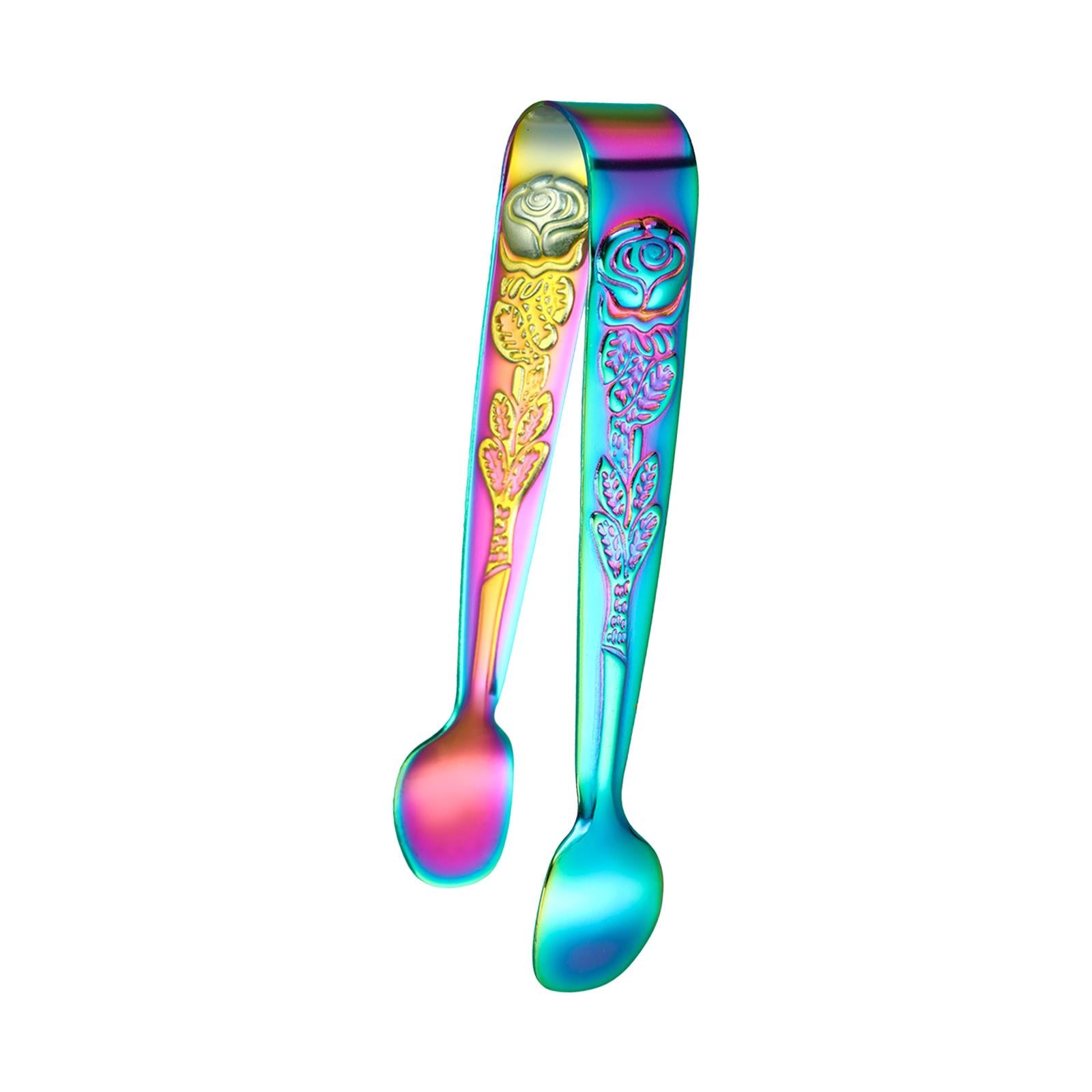 2xStainless Steel Cooking Tongs Food Tongs Kitchen Clamps for Salad Buffet Ice Colorful