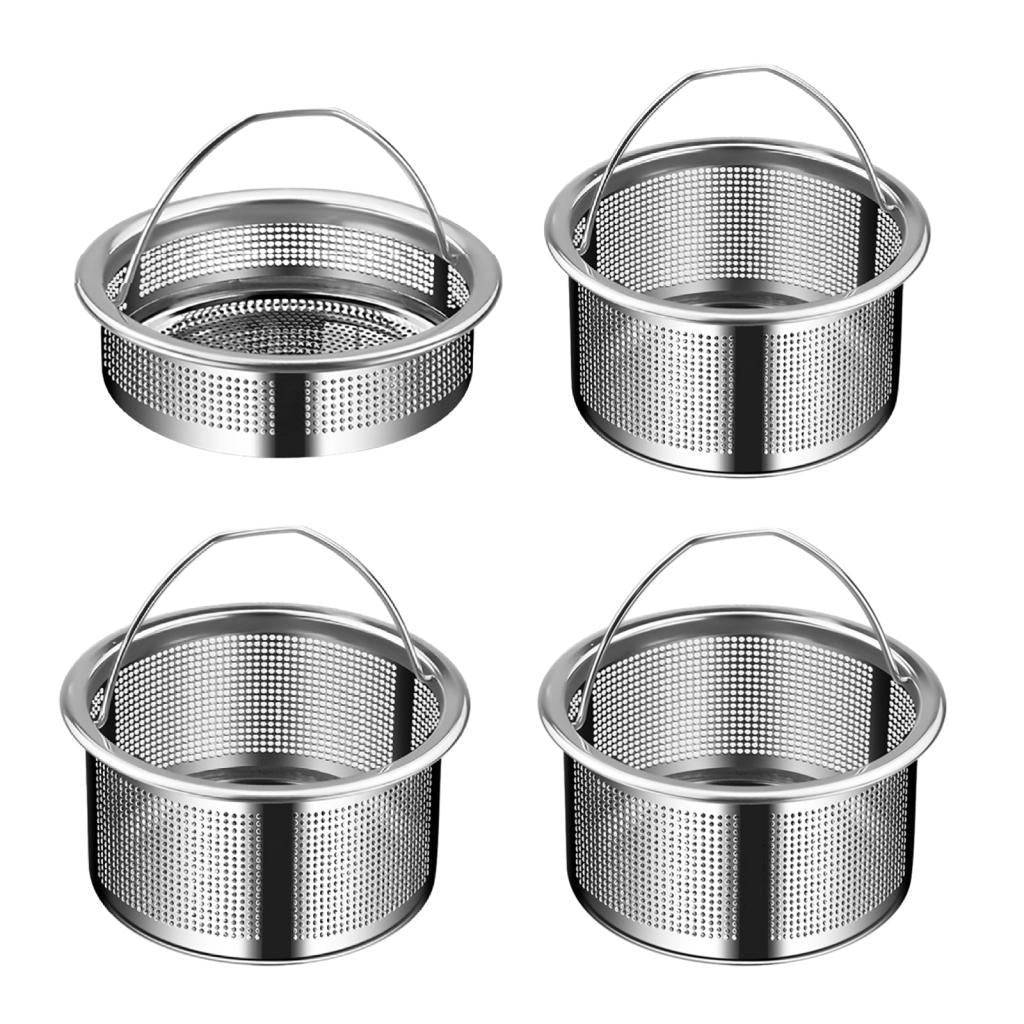 4xKitchen Sink Strainer Drain Strainer with Handle for RV Restaurant Household 304 Steel height 2cm