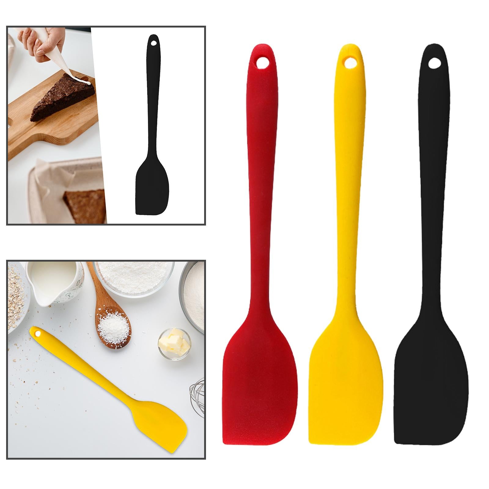 3xKitchen Silicone Spatula Durable Easily Clean Food Mixing Spatula for Baking Red