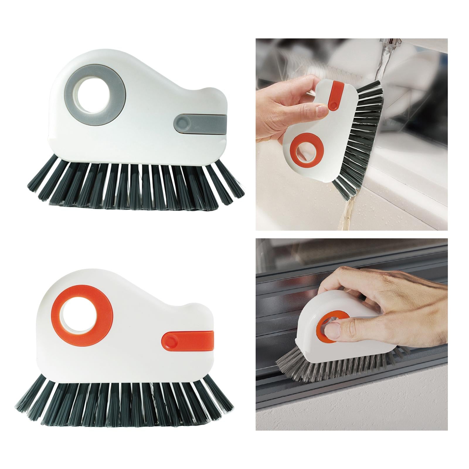 2xGroove Cleaning Brush Home Bathtub Bathroom Door Window Track Cleaning Brush Gray