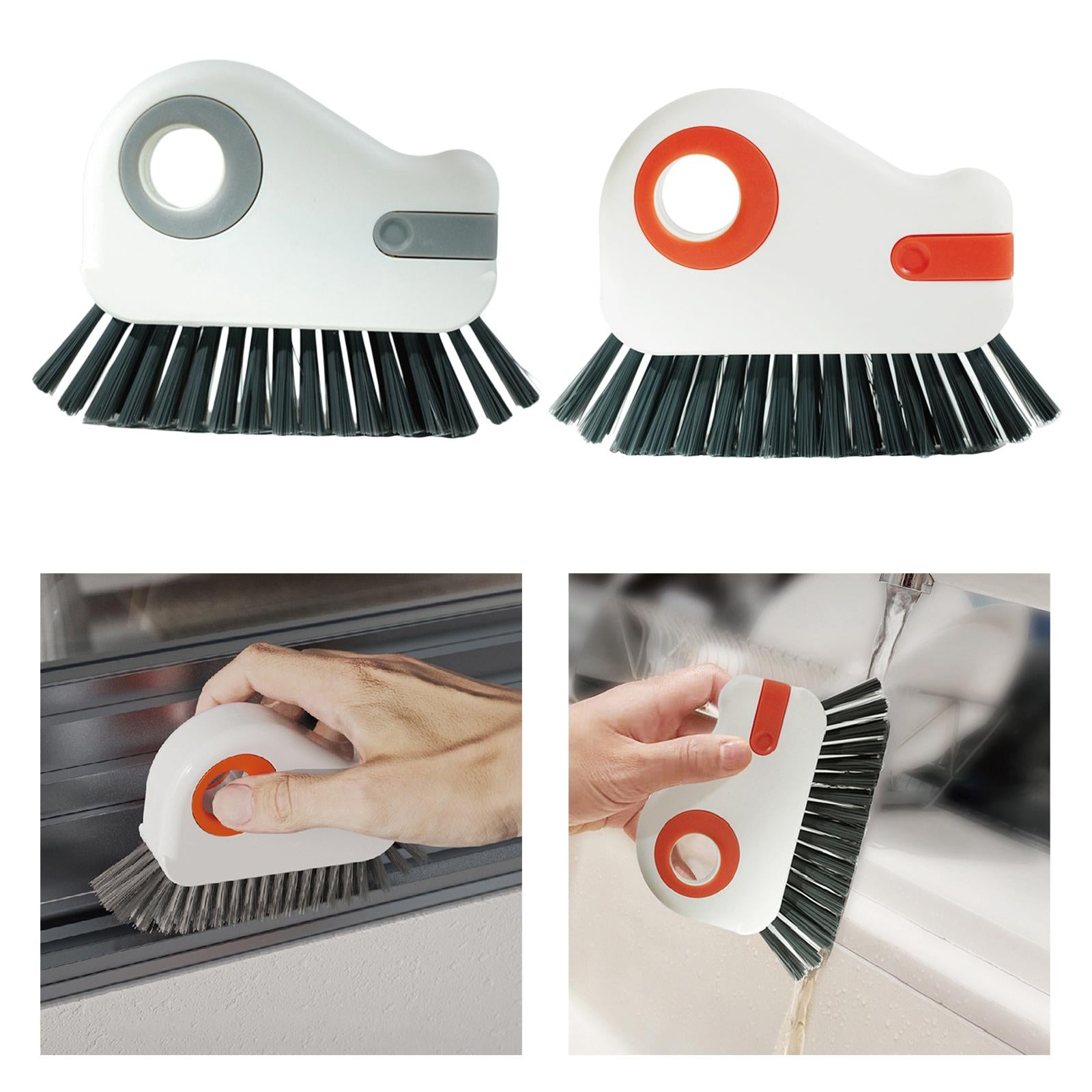 2xGroove Cleaning Brush Home Bathtub Bathroom Door Window Track Cleaning Brush Gray