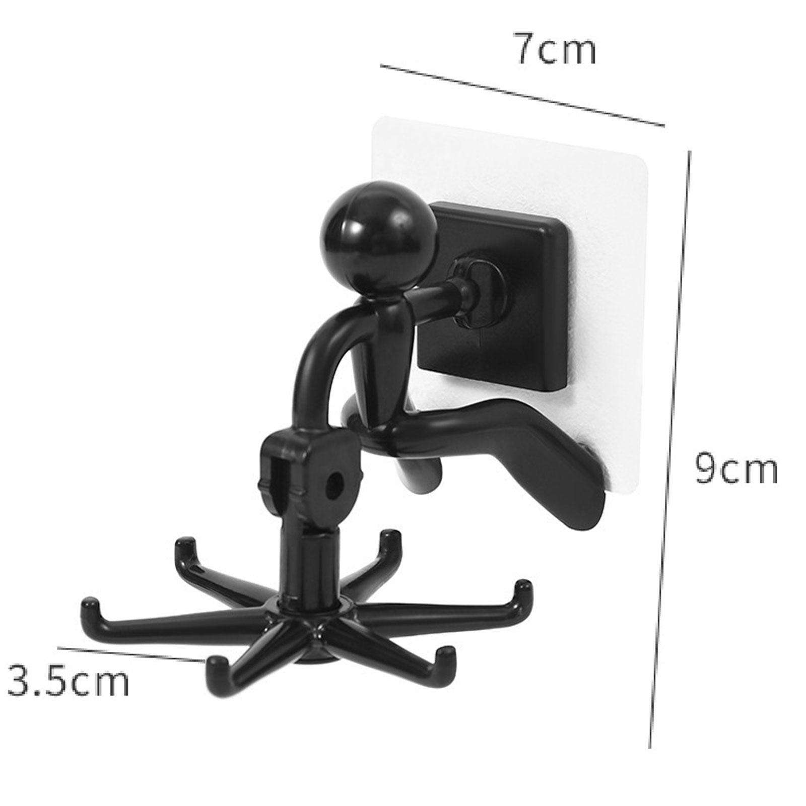 3x360 Degrees Rotating Folding Hook Kitchen Bathroom Wall Mounted with 6 Claws Black