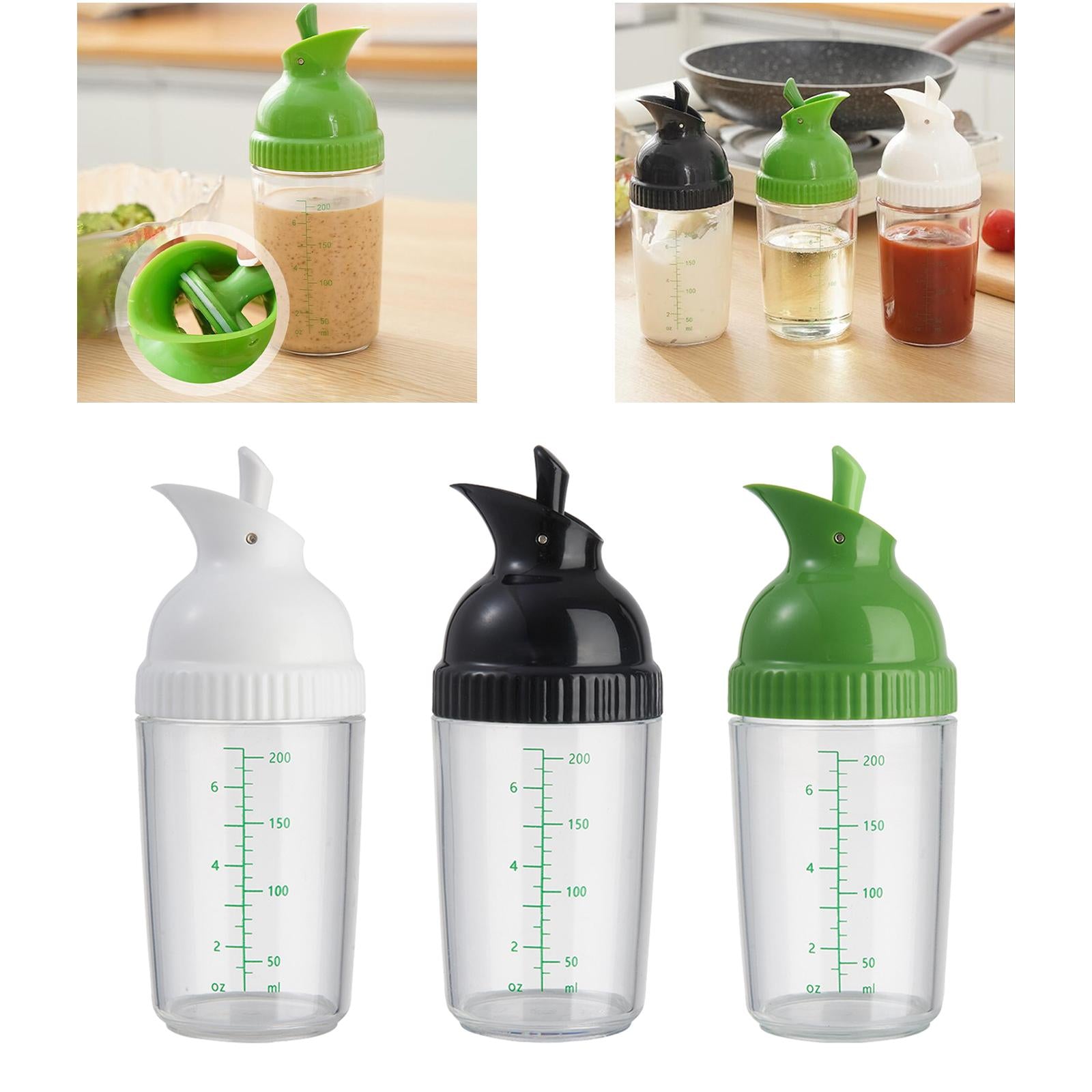 4xSalad Dressing Shaker 200ml Clear Leakproof Salad Shaker Dispenser Household White