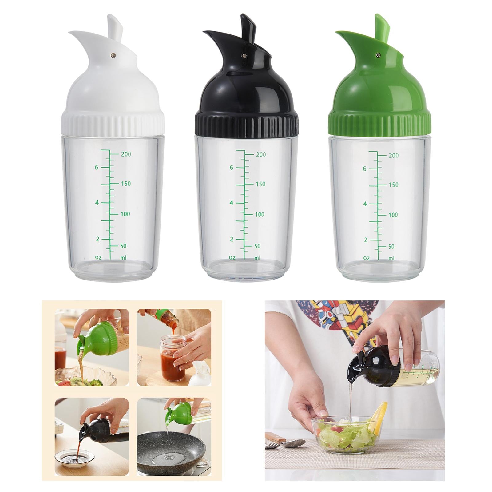 2xSalad Dressing Shaker 200ml Clear Leakproof Salad Shaker Dispenser Household White