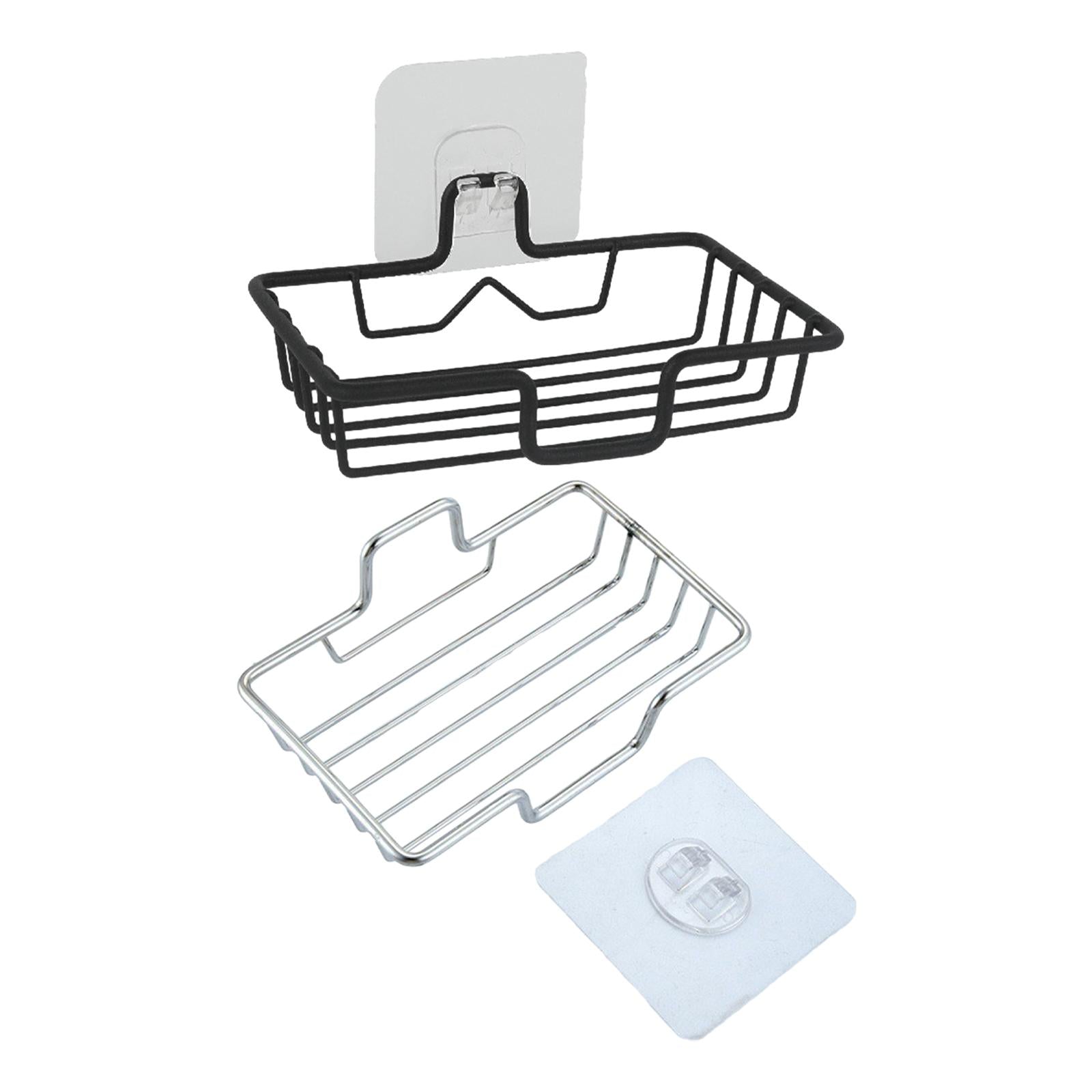 3xWall Mounted Soap Dish Soap Holder for Hotel Bathroom Counter Countertop Argent
