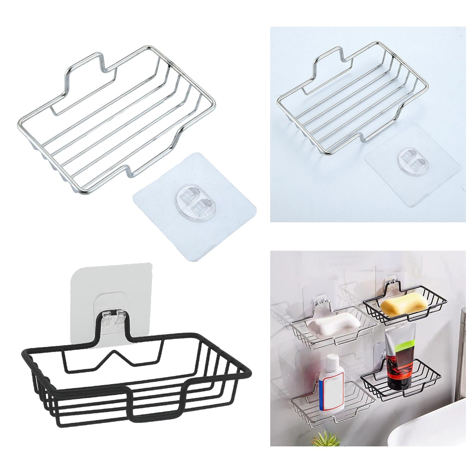 3xWall Mounted Soap Dish Soap Holder for Hotel Bathroom Counter Countertop Argent