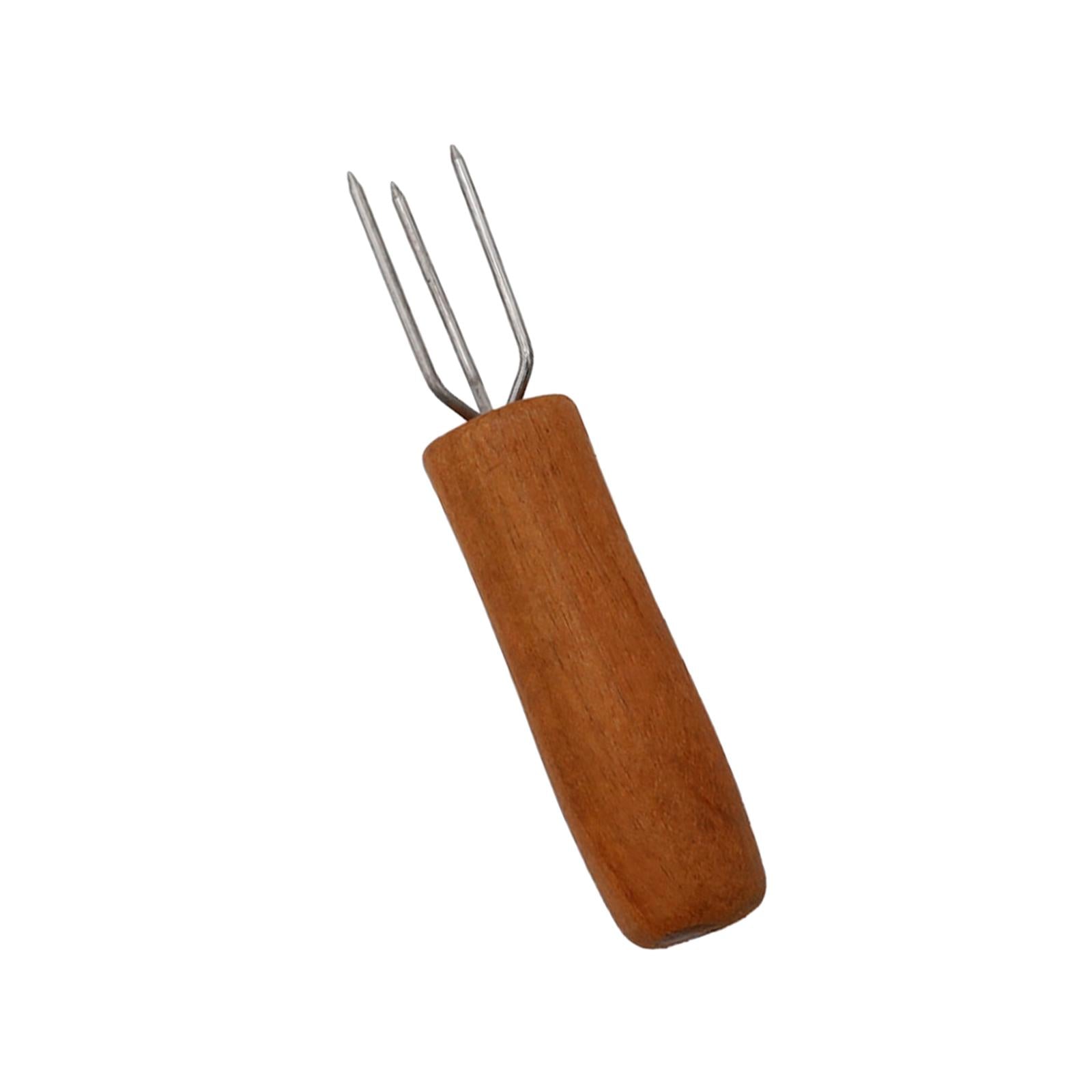 3xCorn Holder BBQ Cooking with Wood Handle Fruit Forks Corn on The COB Holder Weedtree Handle