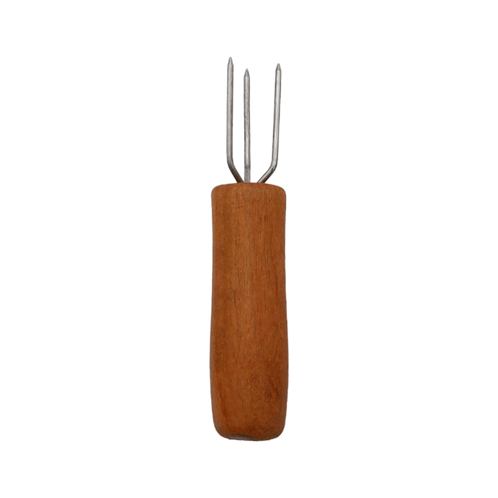 3xCorn Holder BBQ Cooking with Wood Handle Fruit Forks Corn on The COB Holder Weedtree Handle