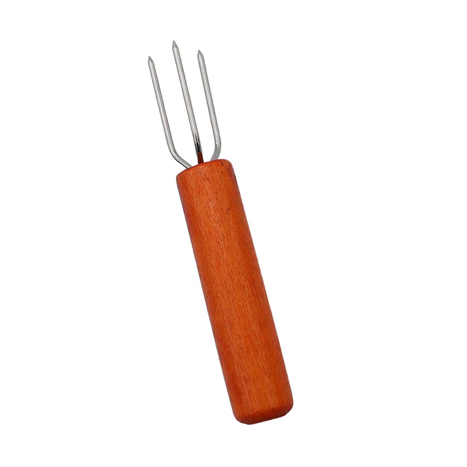 2xCorn Holder BBQ Cooking with Wood Handle Fruit Forks Corn on The COB Holder Weedtree Handle Thin