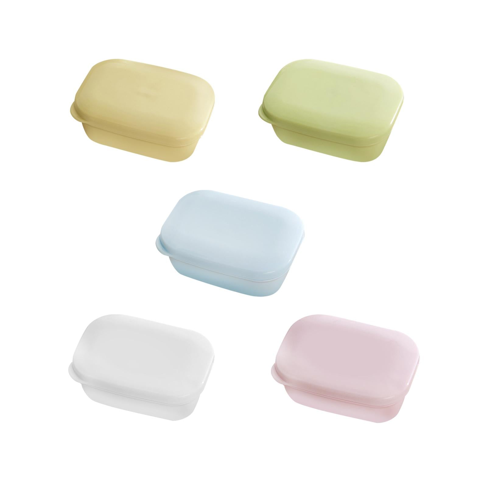 4xDetachable Soap Holder with Lid with Removable Draining Tray for Camping Gym Yellow