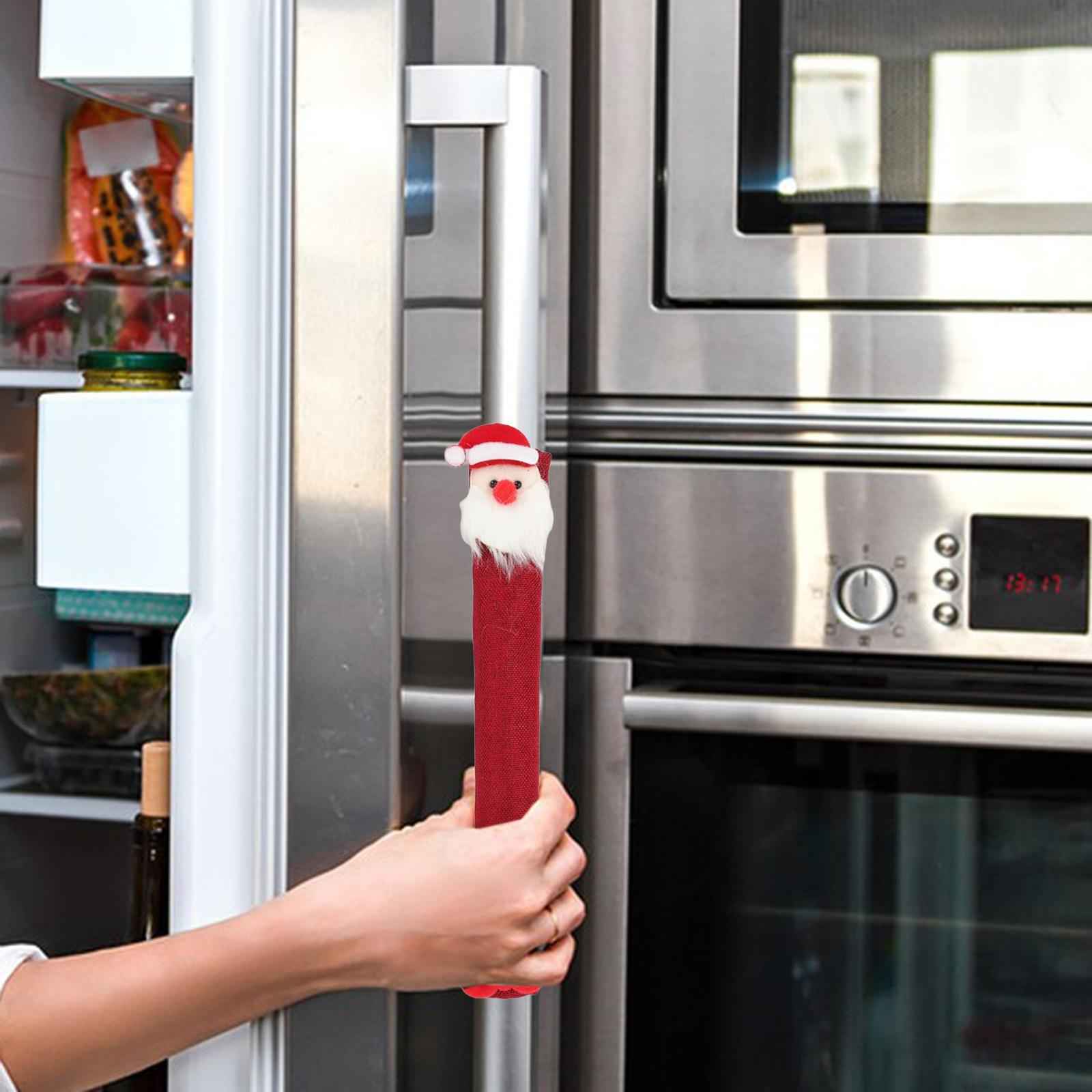 Christmas Refrigerator Door Handle Covers Cute for New Year Fridge Christmas Style H