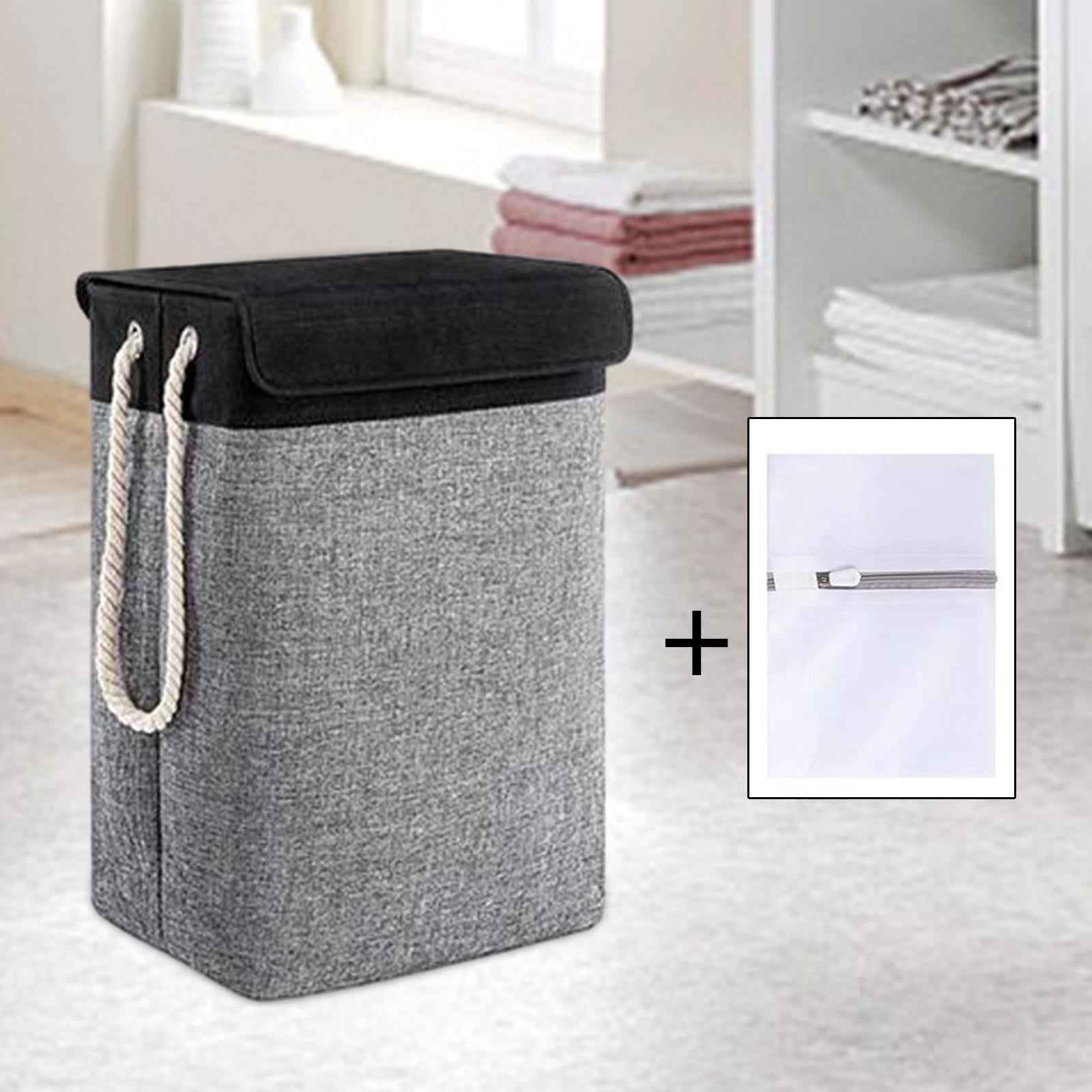 Dirty Laundry Basket with Handle Washing Basket for Closets Travel Organizer Deep gray