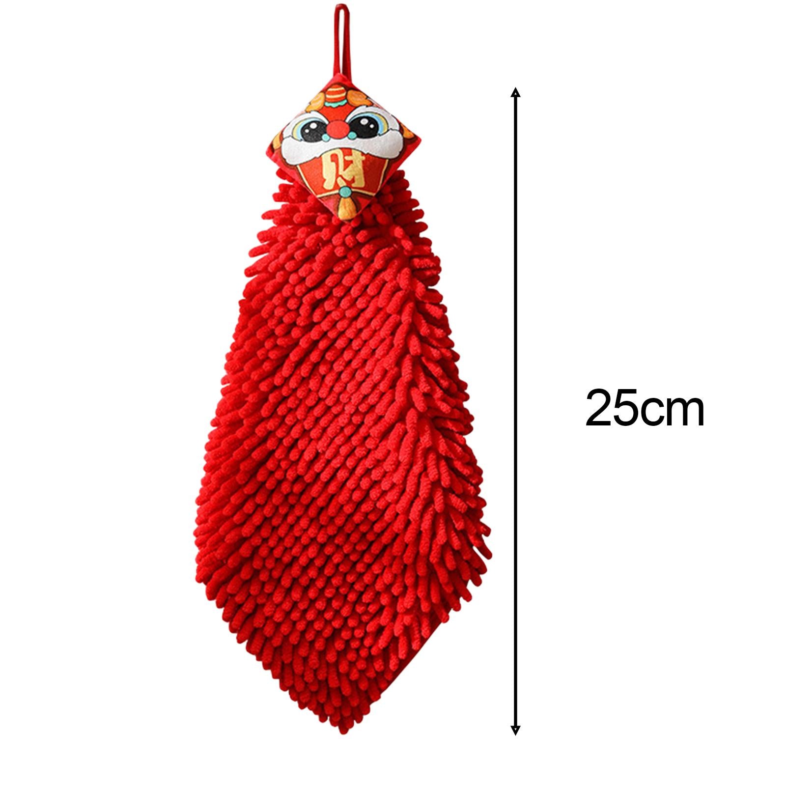 3xDragon Year Hanging Hand Towel Bath Towel 2024 Chenille Absorbent Soft Towel Style B