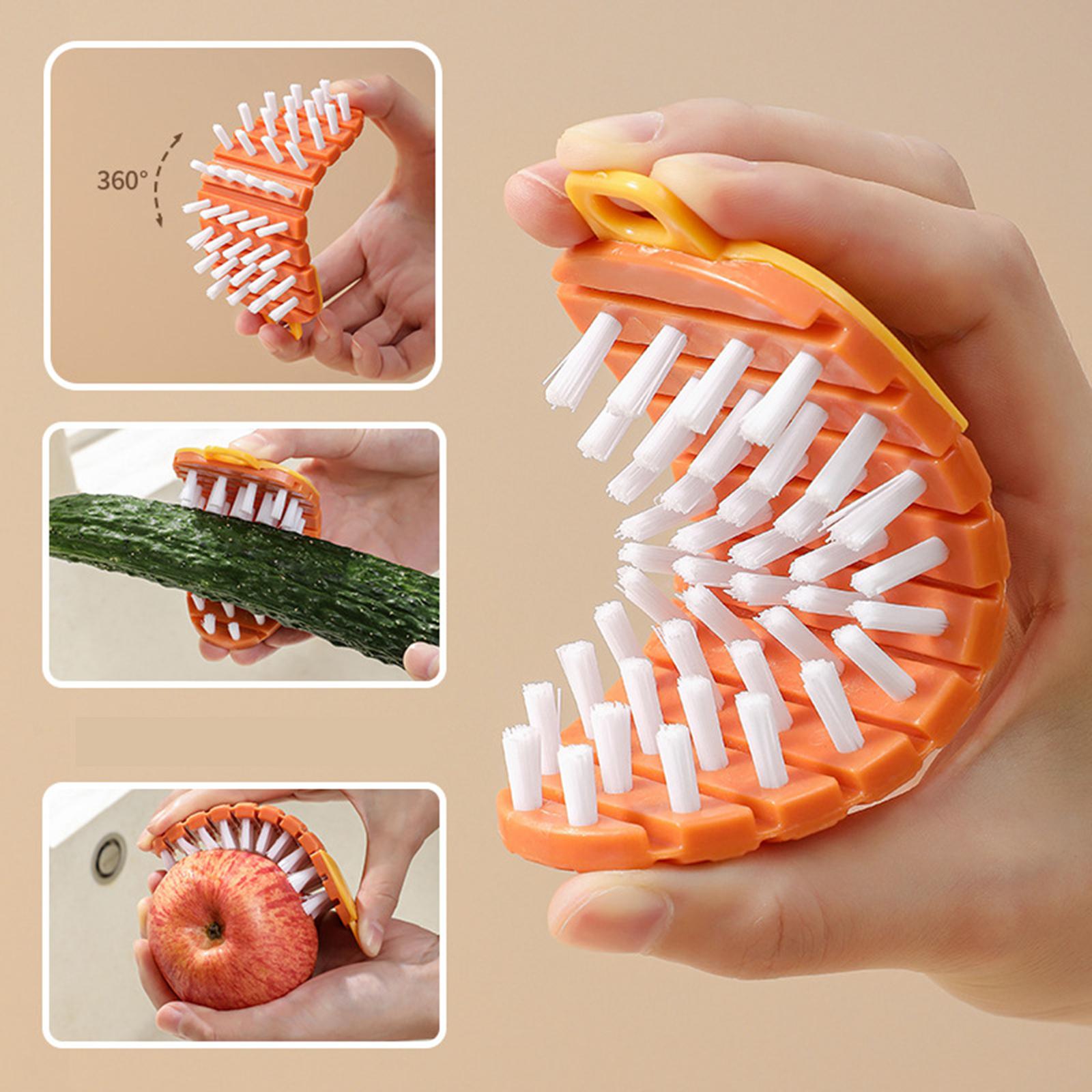 4xPotato Scrubber Brush Fruit and Vegetable Cleaning Brush for Potatoes Carrot White