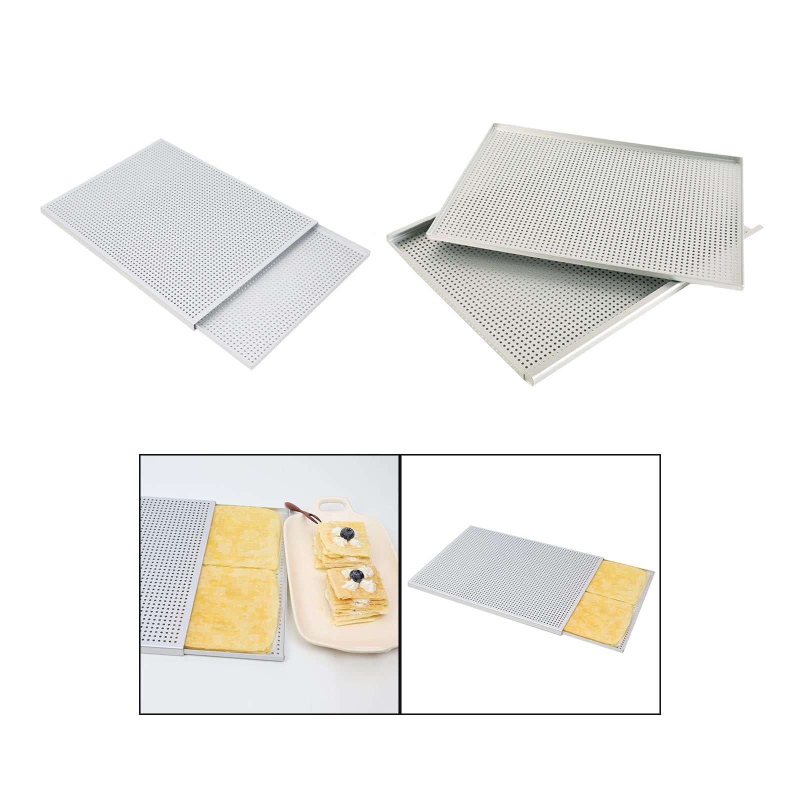 2xPuff Pastry Baking Tray Cake Pan Nonstick Easy Clean Millefeuille Baking Pan Thickness 1.5mm