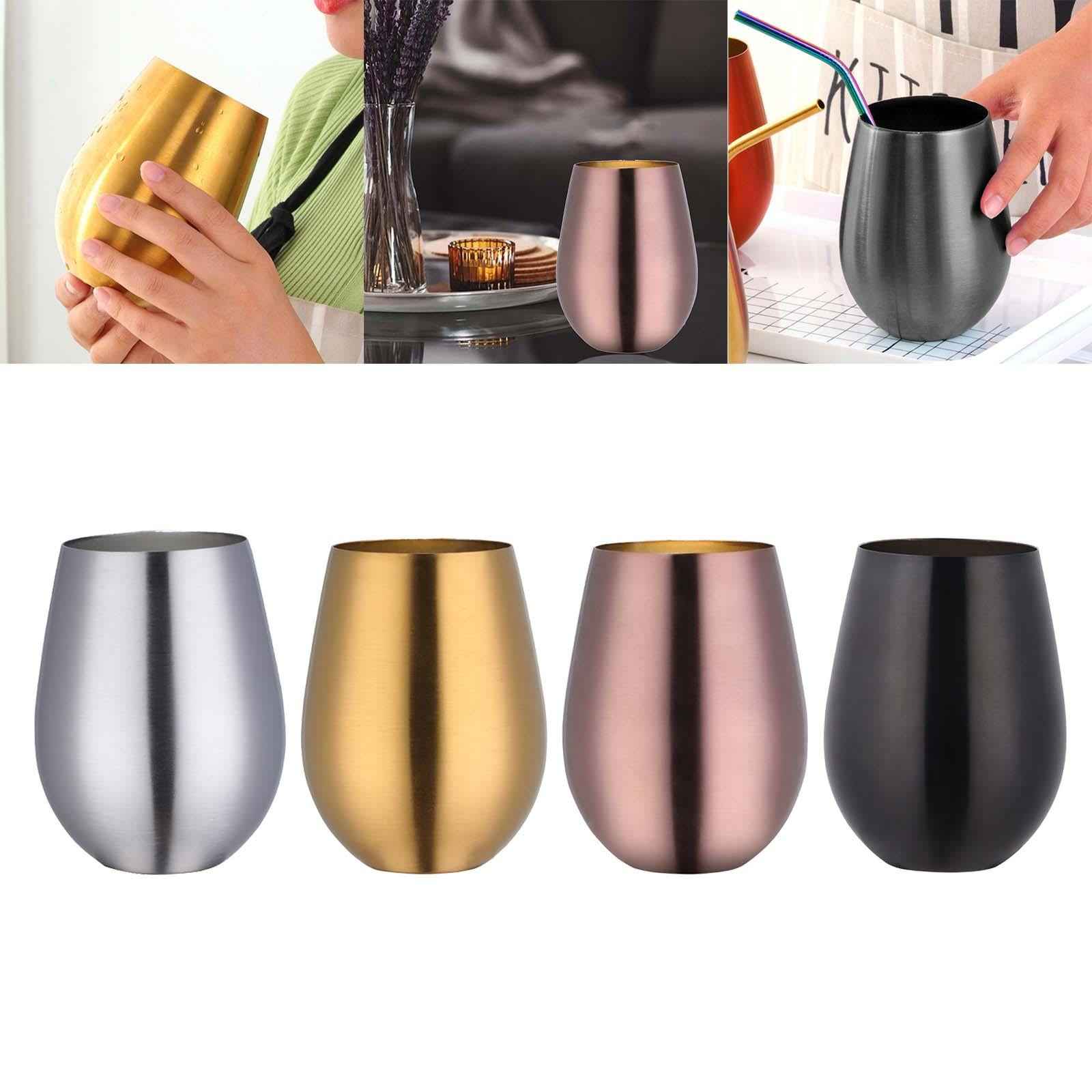 Stainless Steel Beer Mug Stemless Cocktail Mug for Bar Drinkware Home Hiking Silver