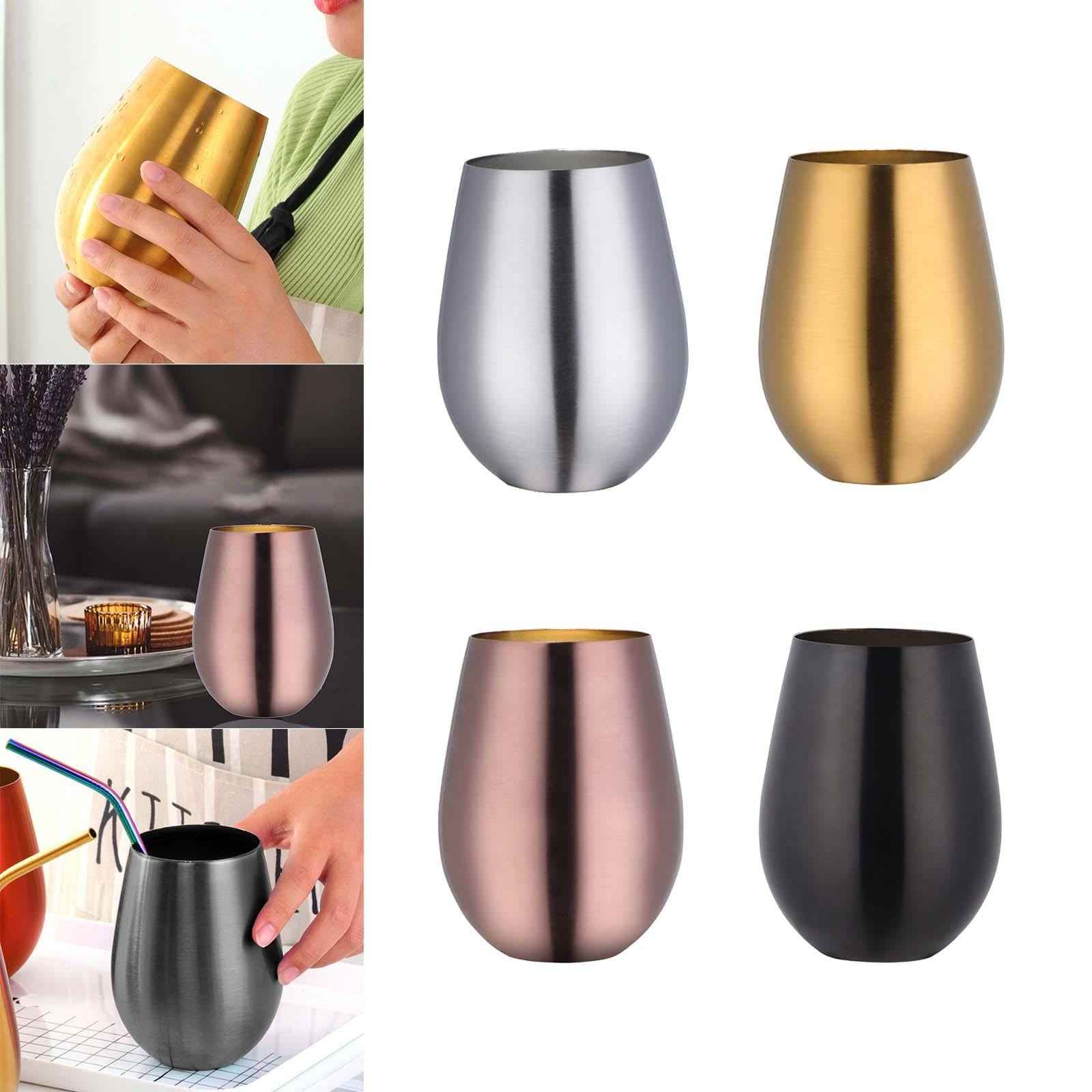 Stainless Steel Beer Mug Stemless Cocktail Mug for Bar Drinkware Home Hiking Silver