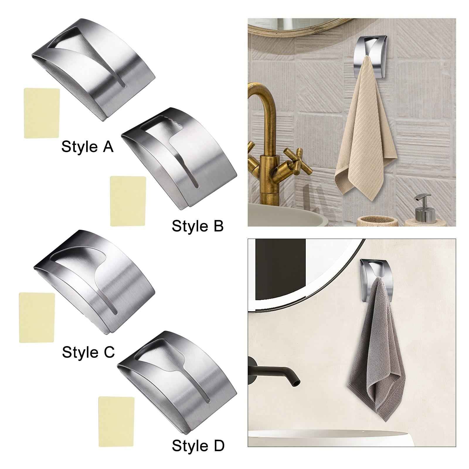 Towel Hook Stainless Steel Rustproof Organizer Grabber for Bathroom Wardrobe Style A
