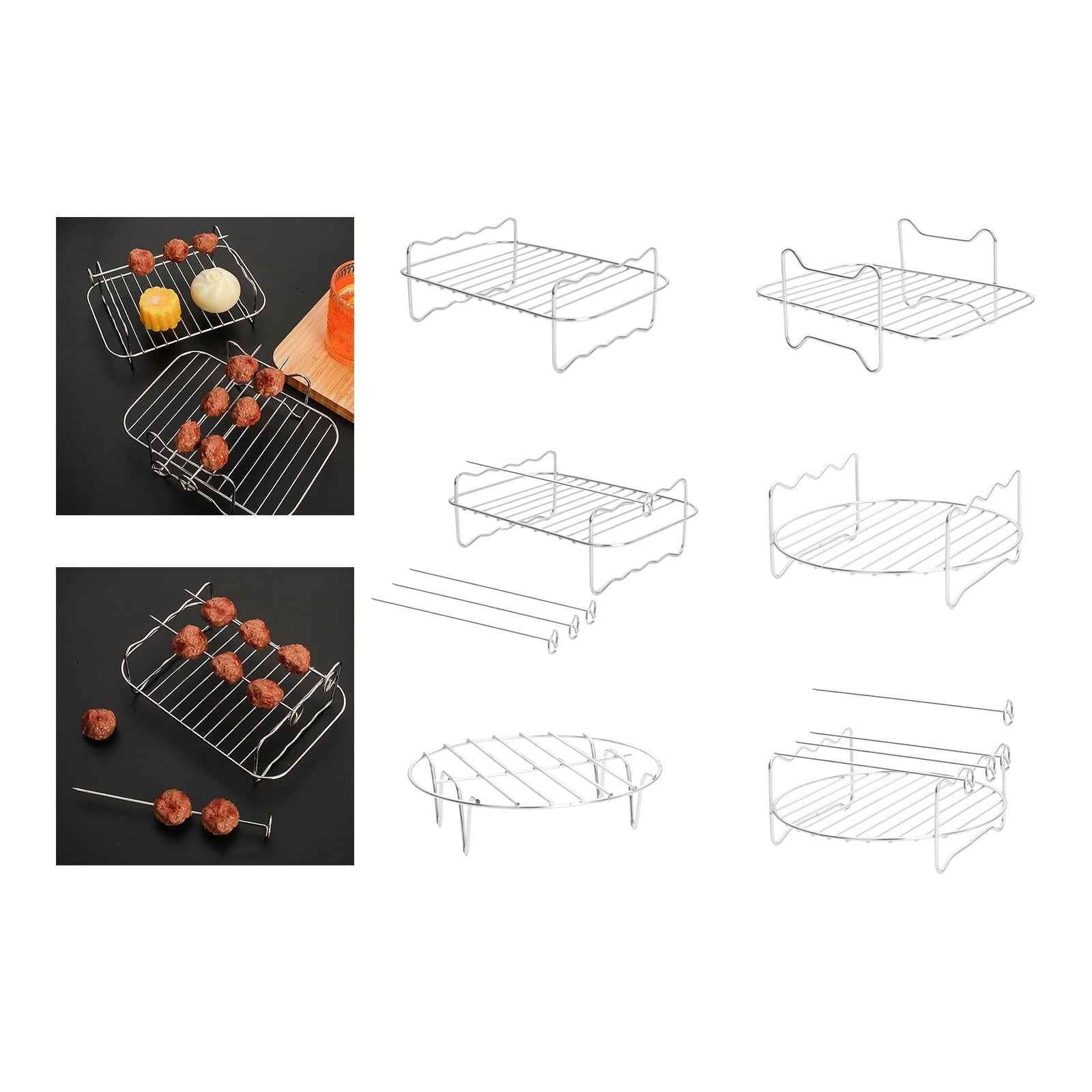 Air Fryer Stand Metal Air Fryer Accessories for Vegetables Cookies Breakfast Rectangular Grill