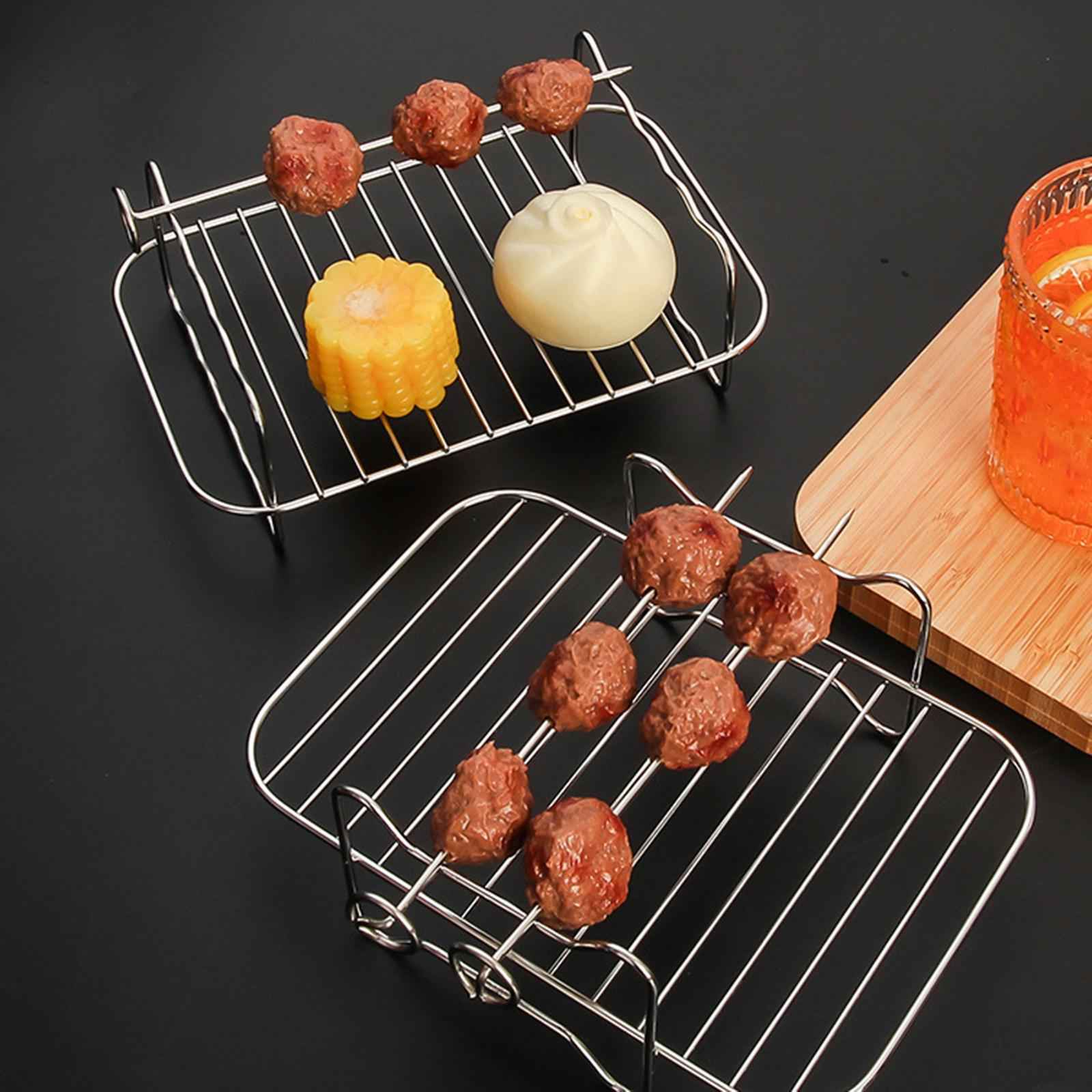 Air Fryer Stand Metal Air Fryer Accessories for Vegetables Cookies Breakfast Rectangular Grill