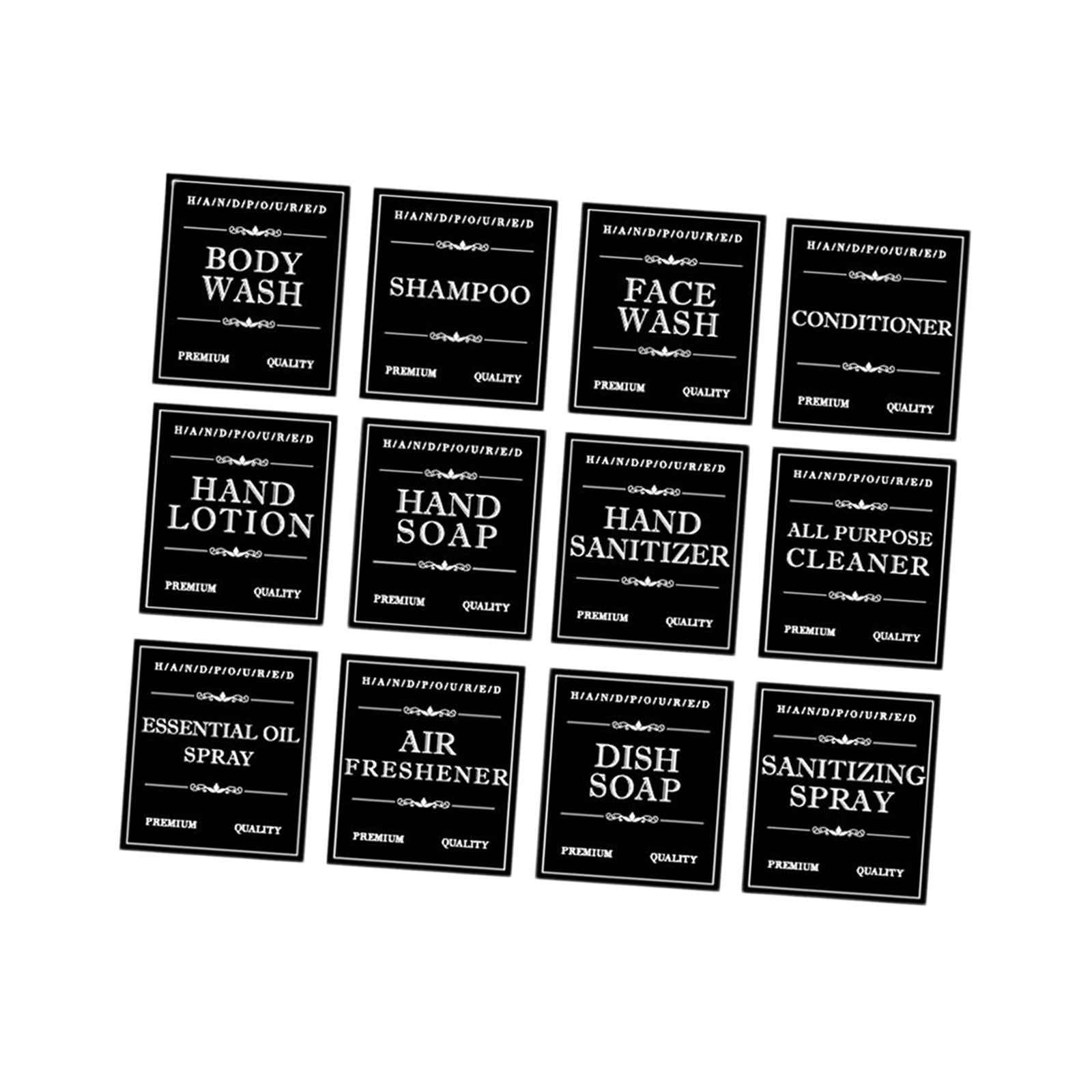 12x Soap Labels for Bottles Kitchen Cleaning Labels for Bathroom Accessories