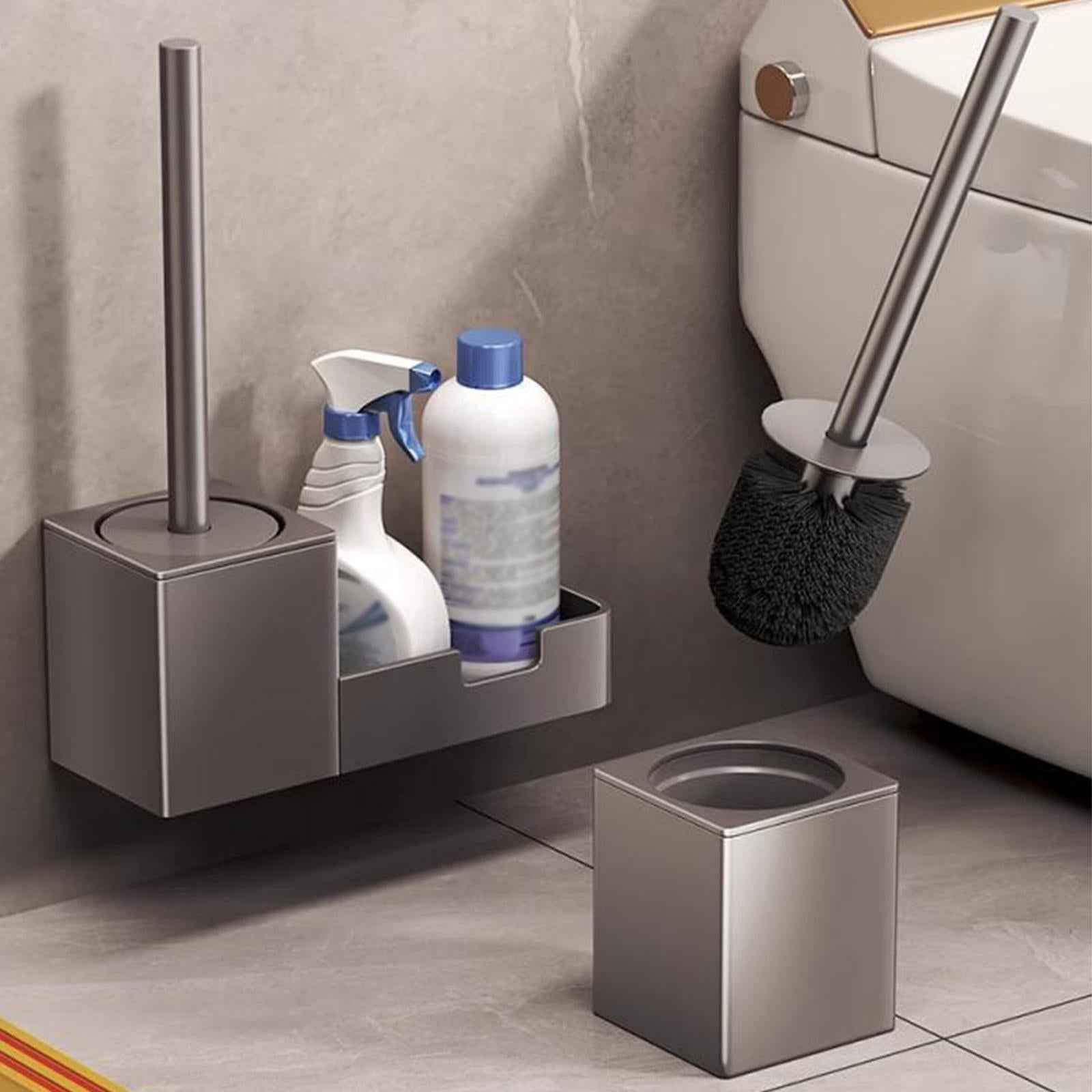 Toilet Bowl Brush Holder Set Long Handle Cleaning Tool for Restroom Bathroom Grey