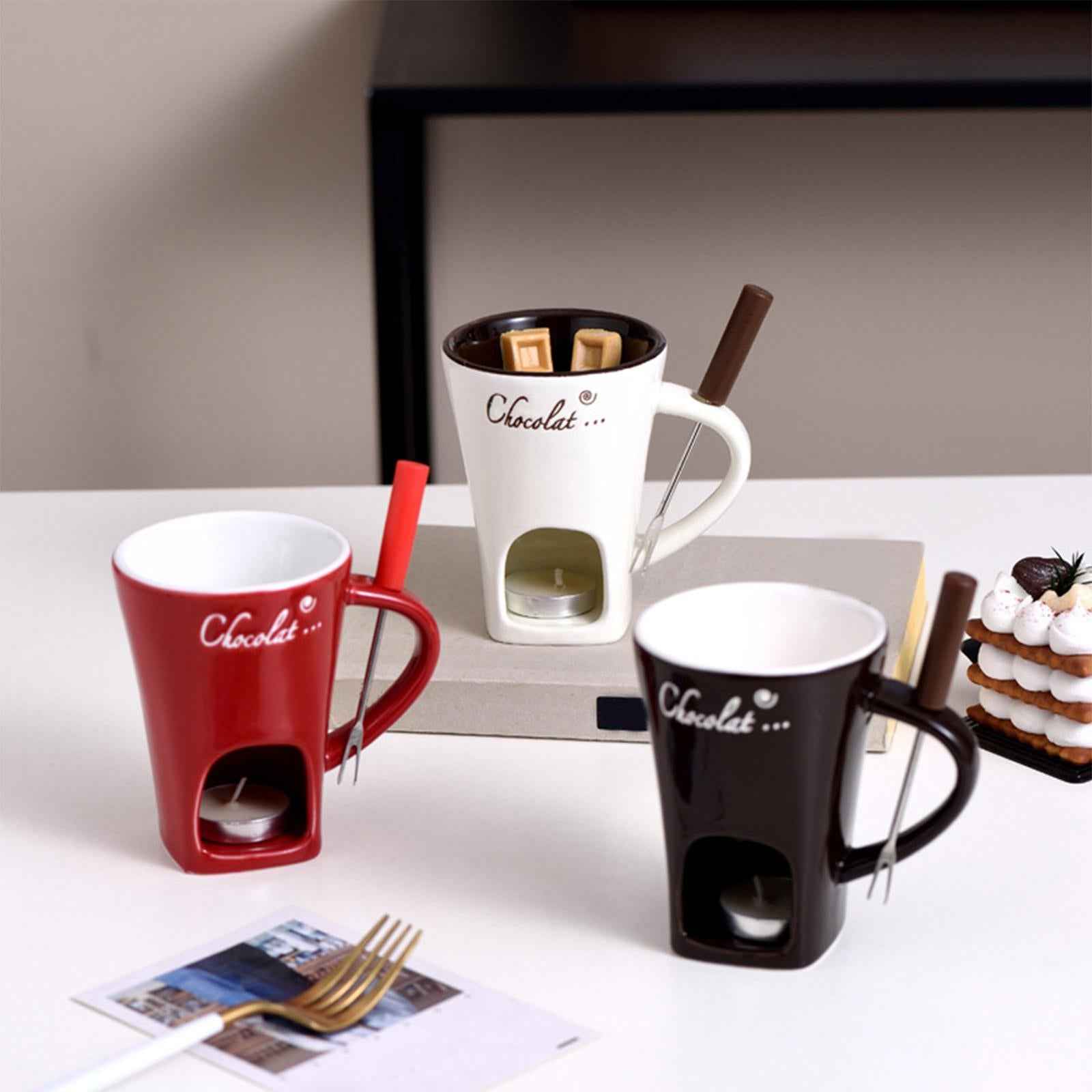 Fondue Mug Coffee Cup Anniversary Home Melting Mug Butter Warmer Tapas 130ml red
