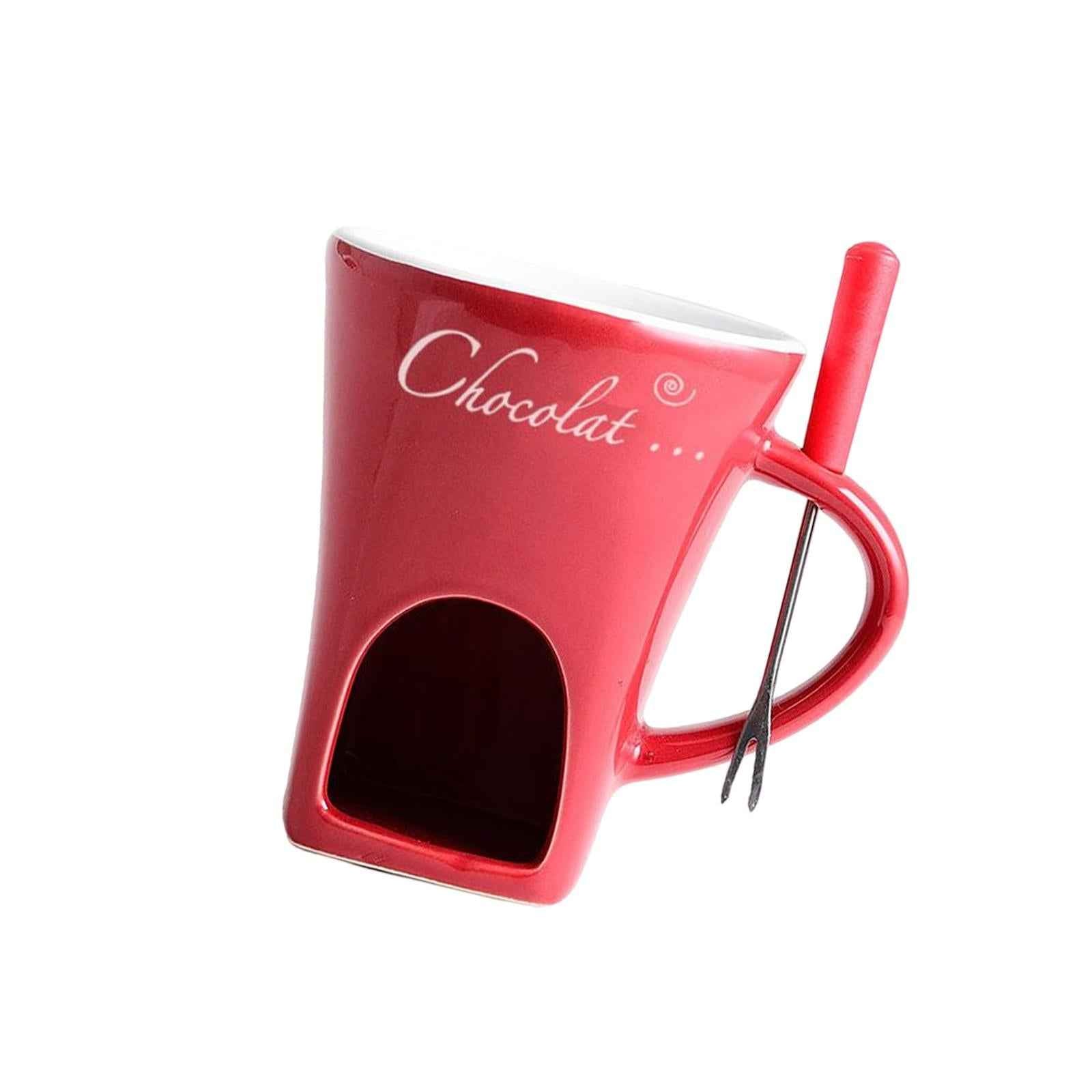 Fondue Mug Coffee Cup Anniversary Home Melting Mug Butter Warmer Tapas 130ml red