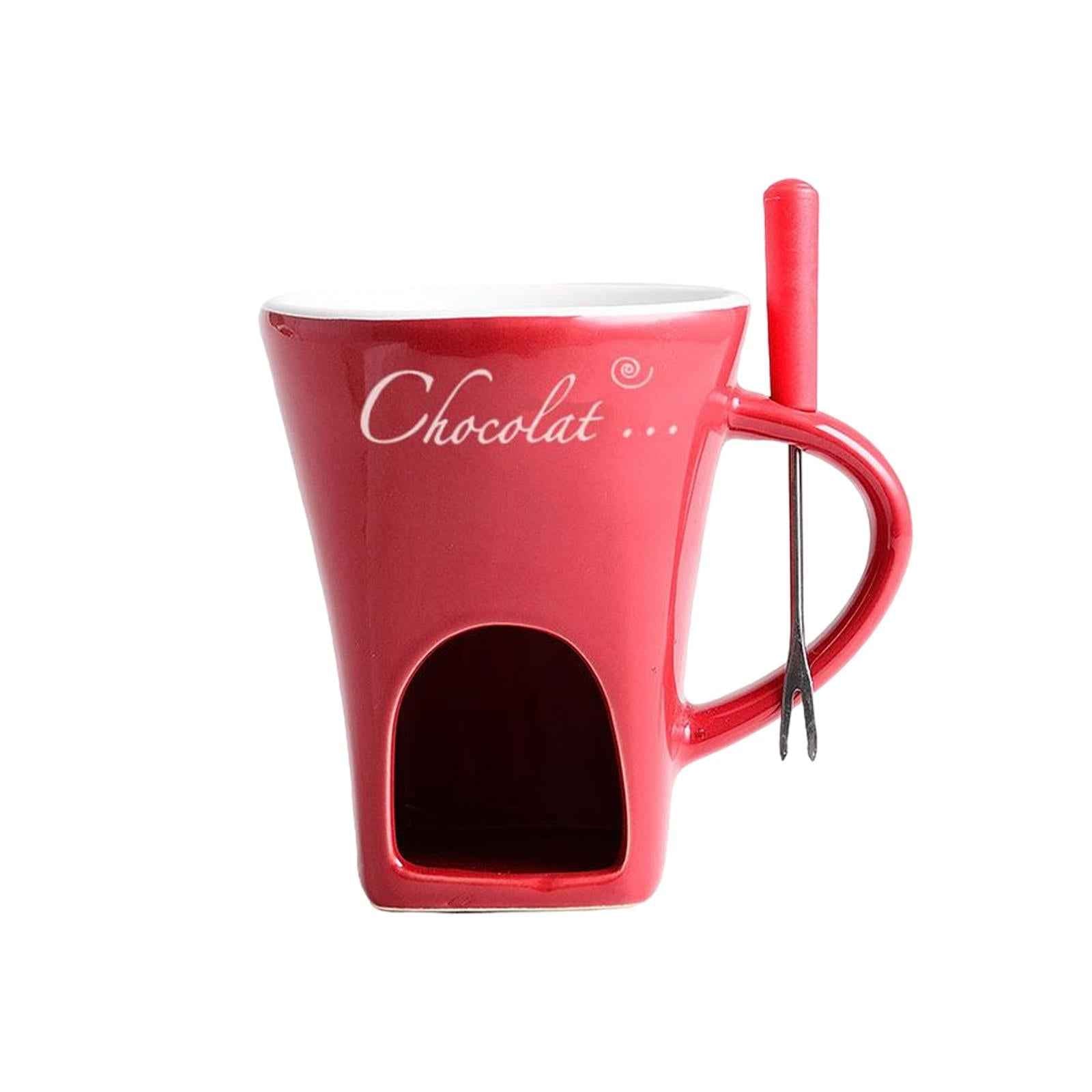 Fondue Mug Coffee Cup Anniversary Home Melting Mug Butter Warmer Tapas 130ml red