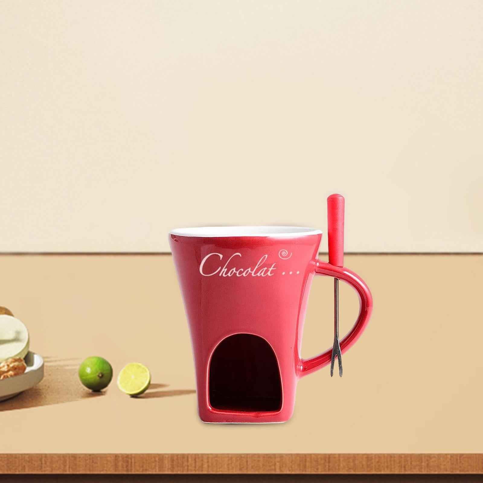 Fondue Mug Coffee Cup Anniversary Home Melting Mug Butter Warmer Tapas 130ml red