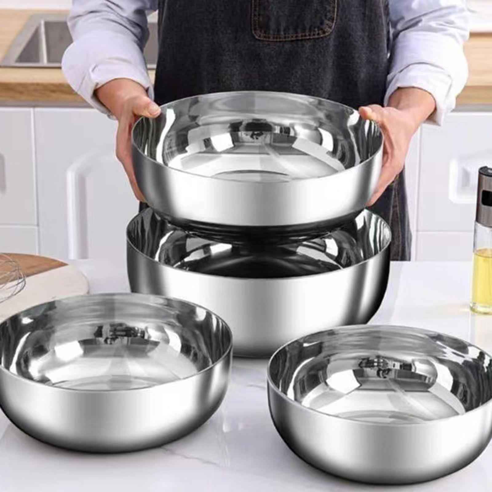 Stainless Steel Basin with Lid Dinner Buffet Server Basin for Fruits Storing 24CM