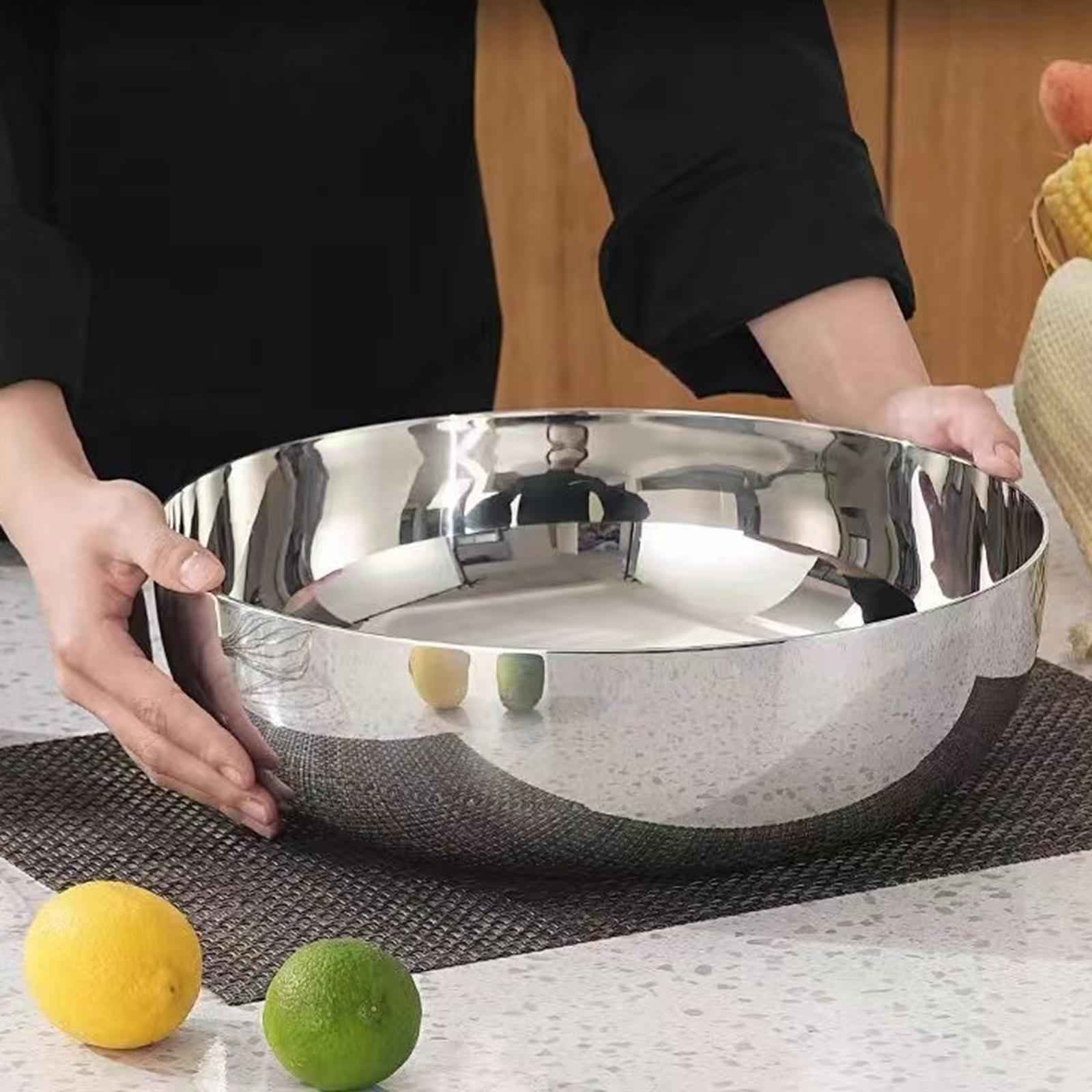 Stainless Steel Basin with Lid Dinner Buffet Server Basin for Fruits Storing 24CM