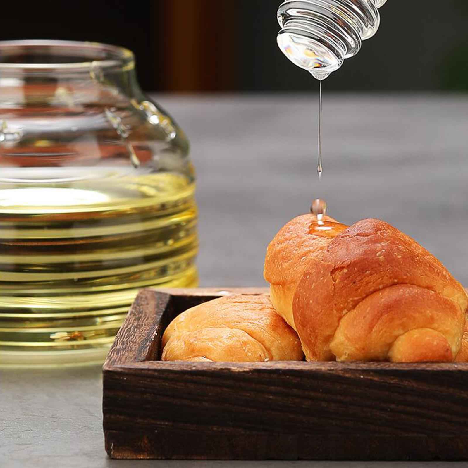 Glass Honey Dispenser Clear Honey Container for Wedding Kitchen Dining Table Round Cover 280ml