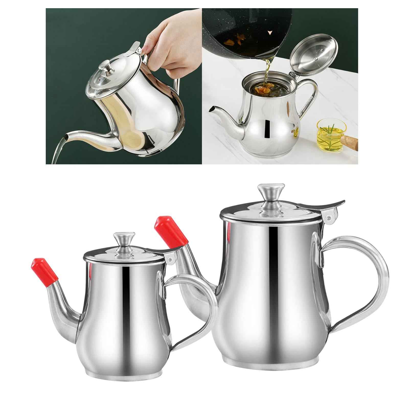Stainless Steel Oil Filter Pot Kettle Oil Container for Home Cooking Kitchen 11oz