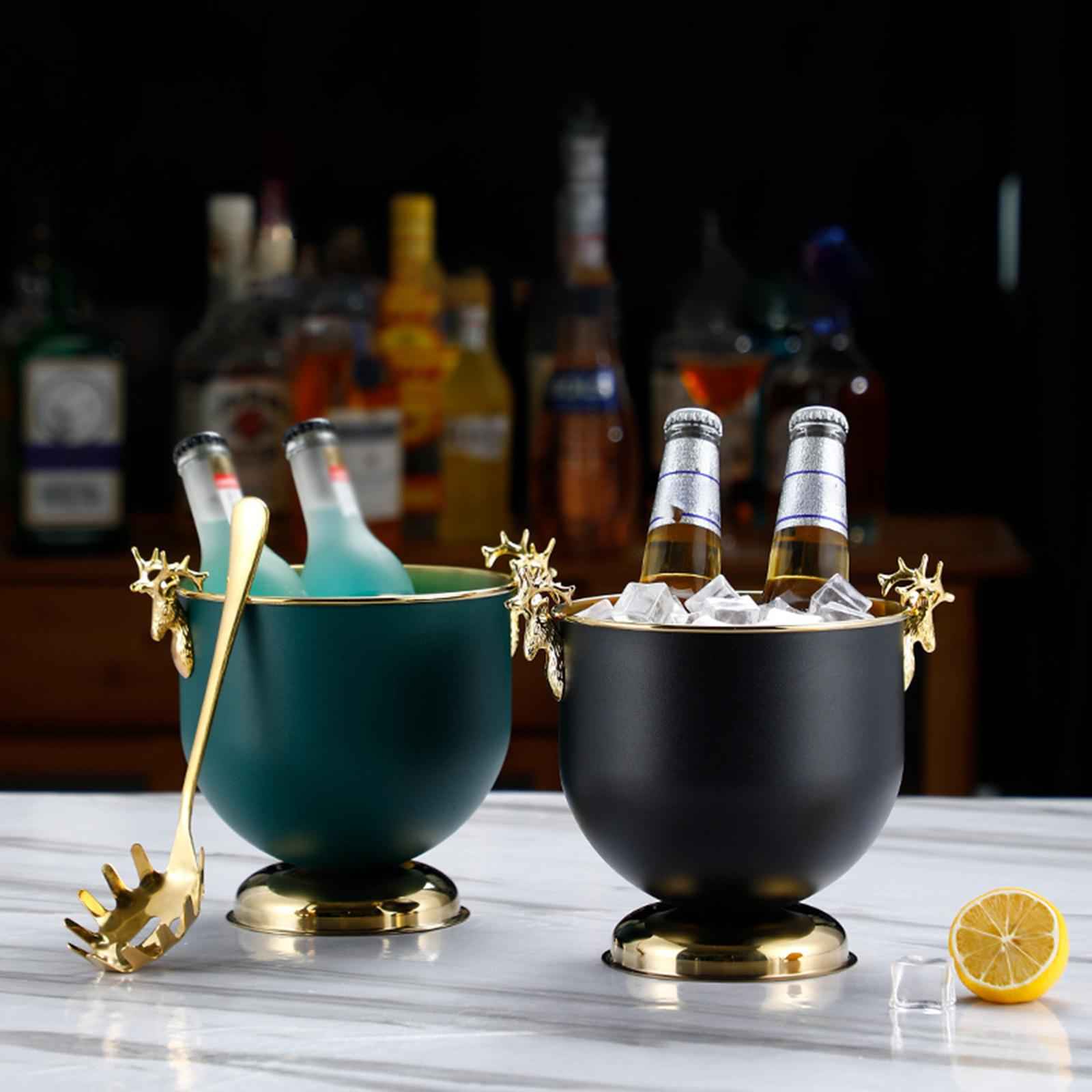 Ice Bucket Wine Bucket Reusable Large Capacity Practical for Club Home Party black