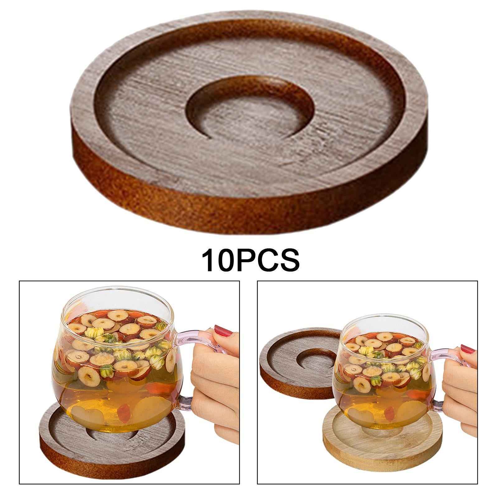10x Whiskey Glasses Coasters Insulation Pads for Dinnerware Fridge Household Brown