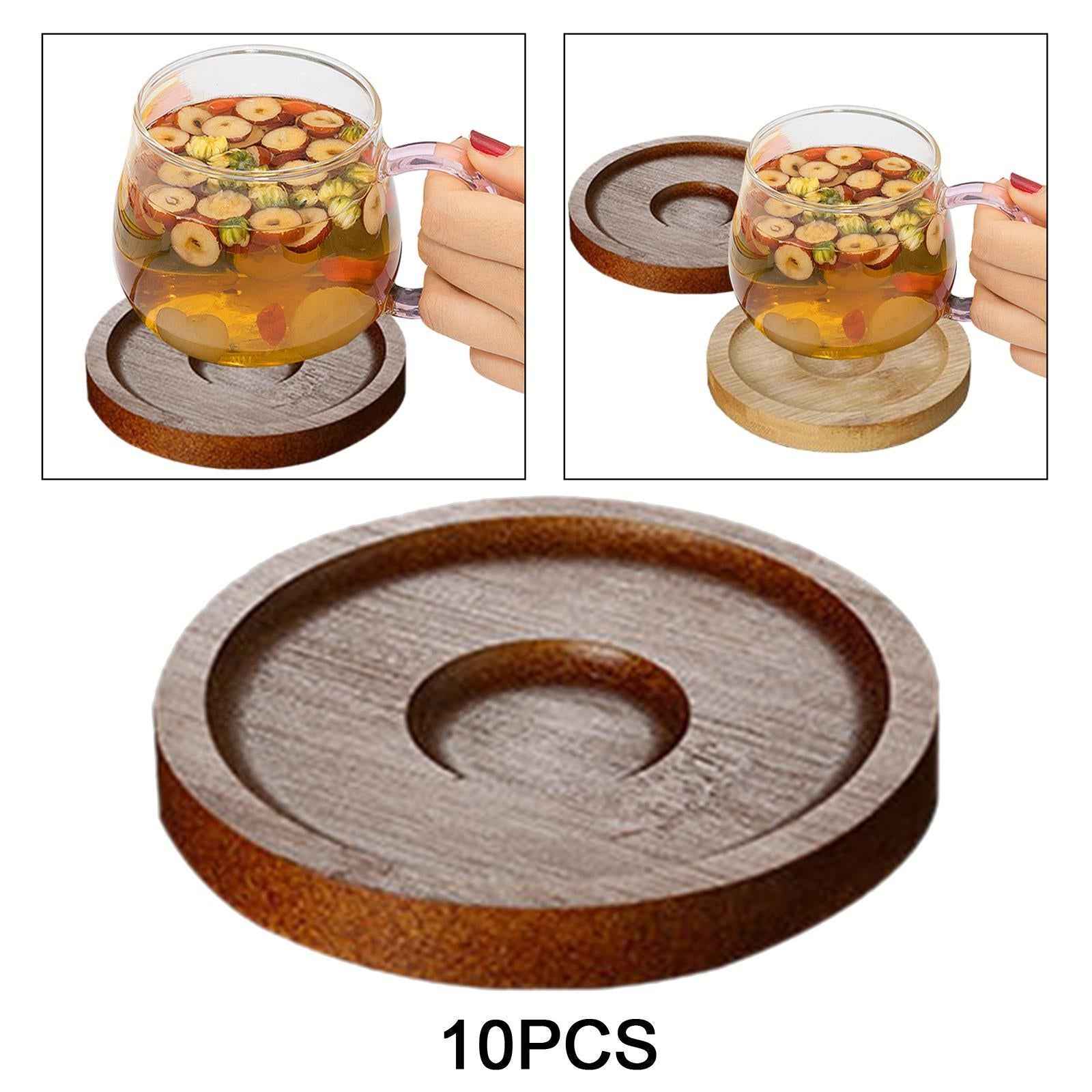 10x Whiskey Glasses Coasters Insulation Pads for Dinnerware Fridge Household Brown