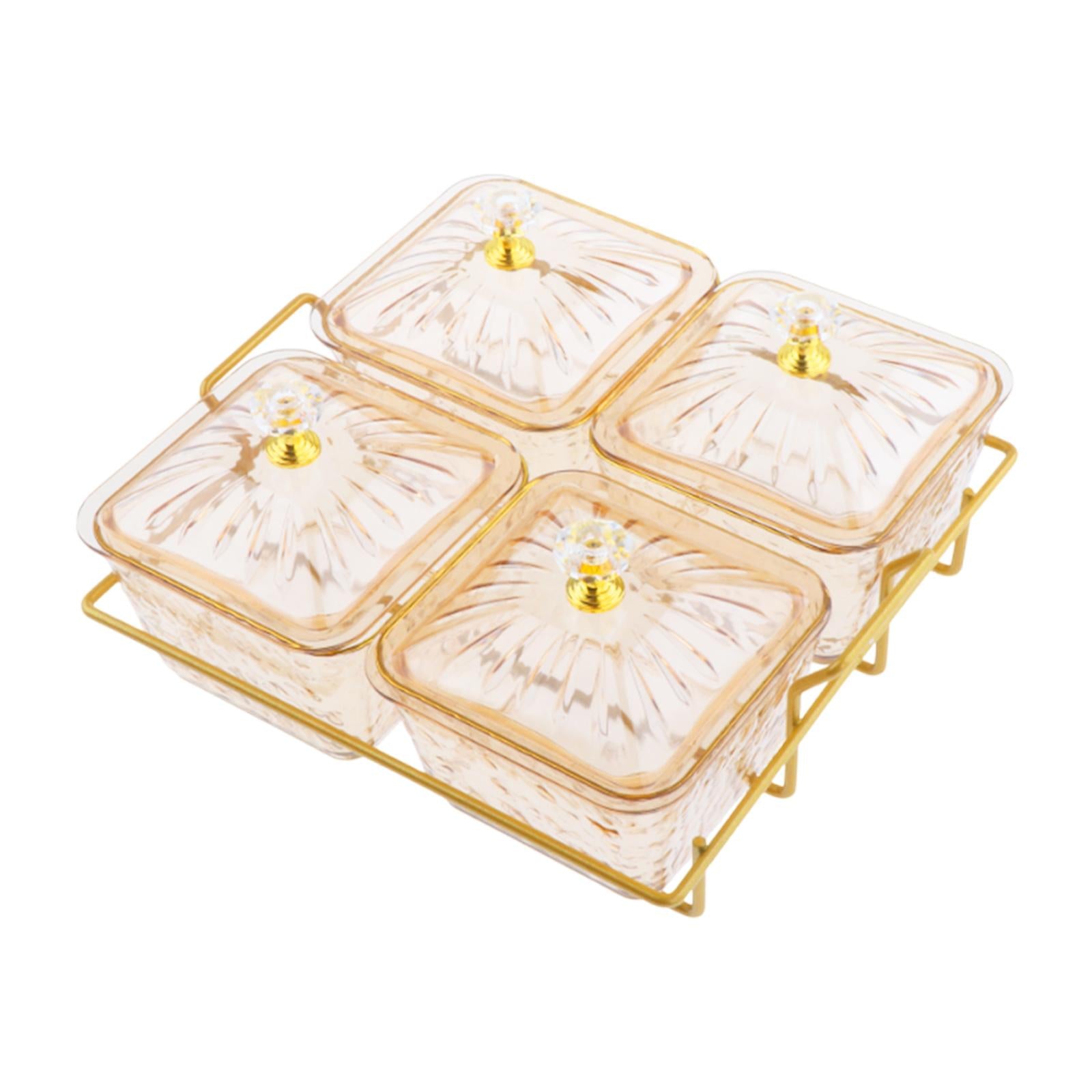 Divided Serving Tray Condiment Appetizer Tray for Dinner Party Dips Set Hotel 4 Dishes