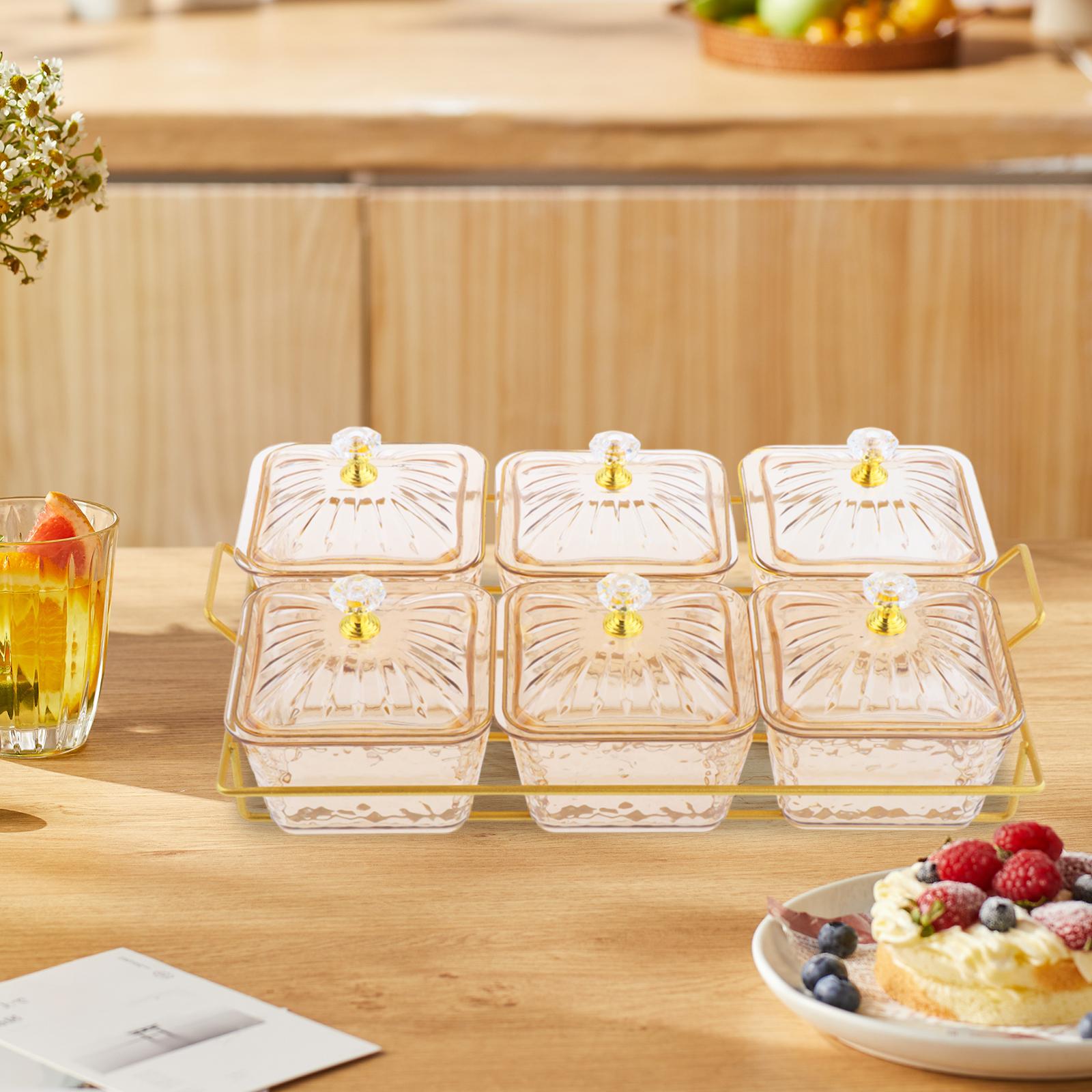 Divided Serving Tray Condiment Appetizer Tray for Dinner Party Dips Set Hotel 6 Dishes