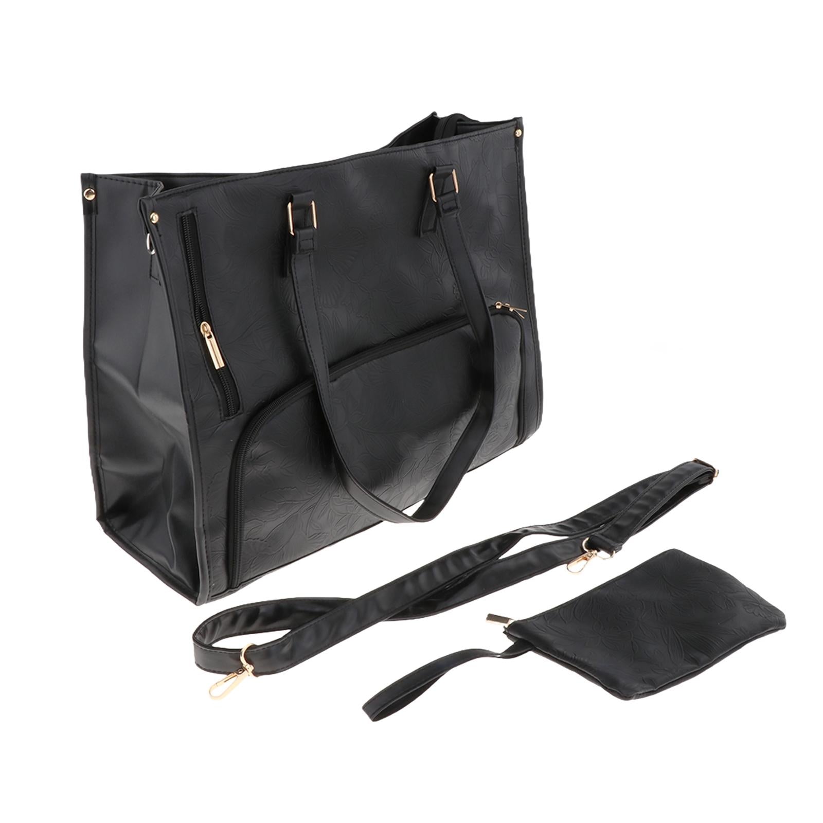 Womens Tote Bag PU Leather Computer Shoulder Handbag for Collage Work Travel