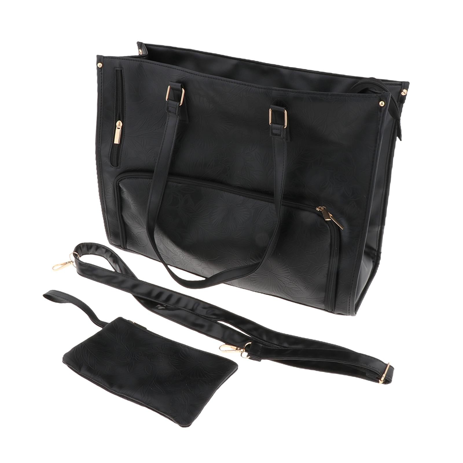 Womens Tote Bag PU Leather Computer Shoulder Handbag for Collage Work Travel