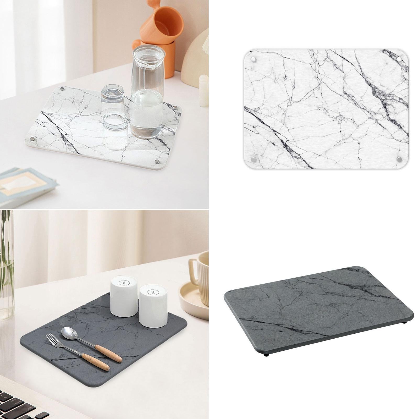 Dish Drying Pad Quick Drying Sink Tray Mat for Bathroom Kitchen Sink Bottles White