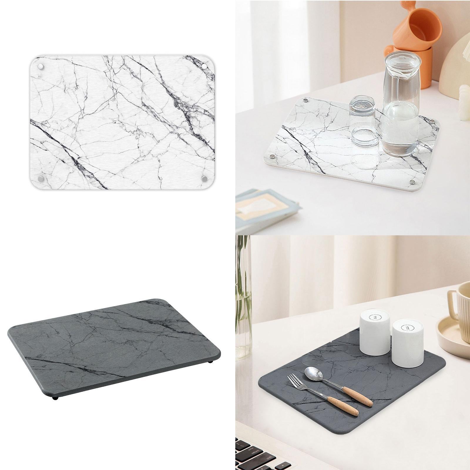 Dish Drying Pad Quick Drying Sink Tray Mat for Bathroom Kitchen Sink Bottles White