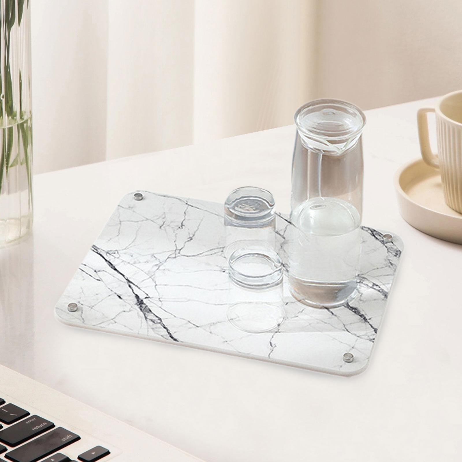 Dish Drying Pad Quick Drying Sink Tray Mat for Bathroom Kitchen Sink Bottles White