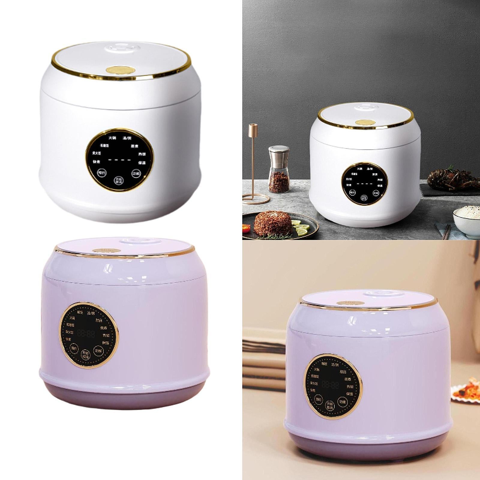 Digital Rice Cooker Auto Keep Warm 2L 7 Cooking Function for Pasta Eggs Soup white