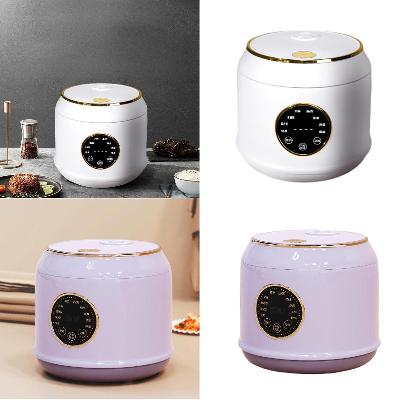 Digital Rice Cooker Auto Keep Warm 2L 7 Cooking Function for Pasta Eggs Soup white