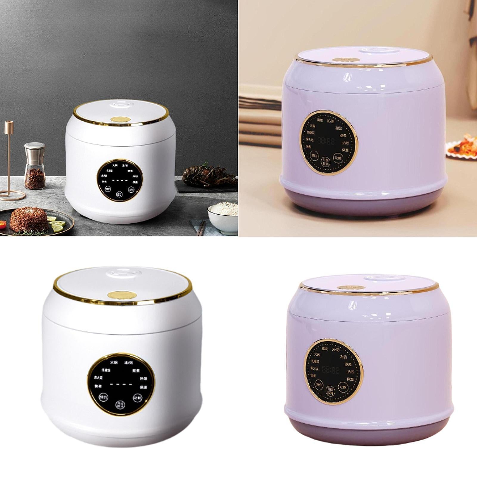 Digital Rice Cooker Auto Keep Warm 2L 7 Cooking Function for Pasta Eggs Soup white